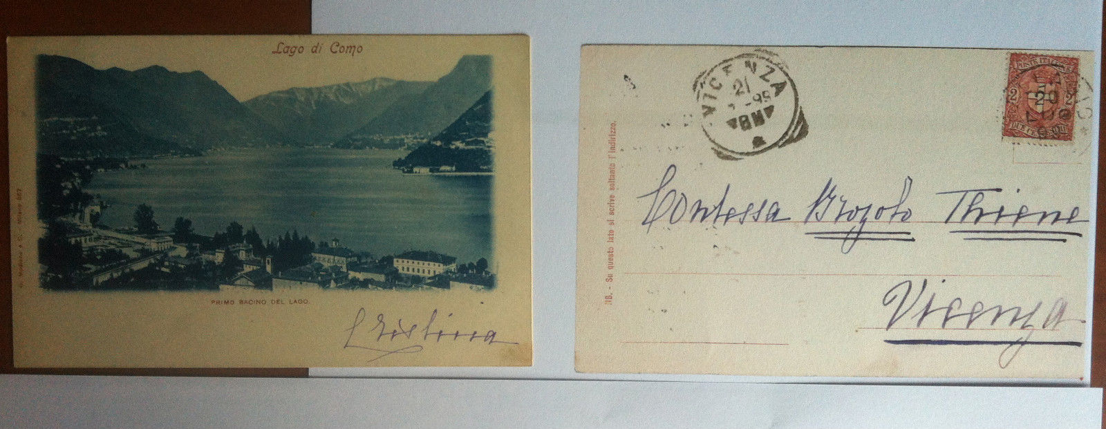 Cartolina inizi 1899 Lago di Como primo bacino - viaggiata …