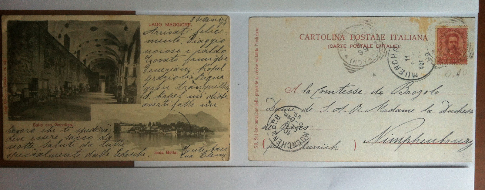 Cartolina inizi 1899 Lago Maggiore Salle de Gobelins - viaggiata …