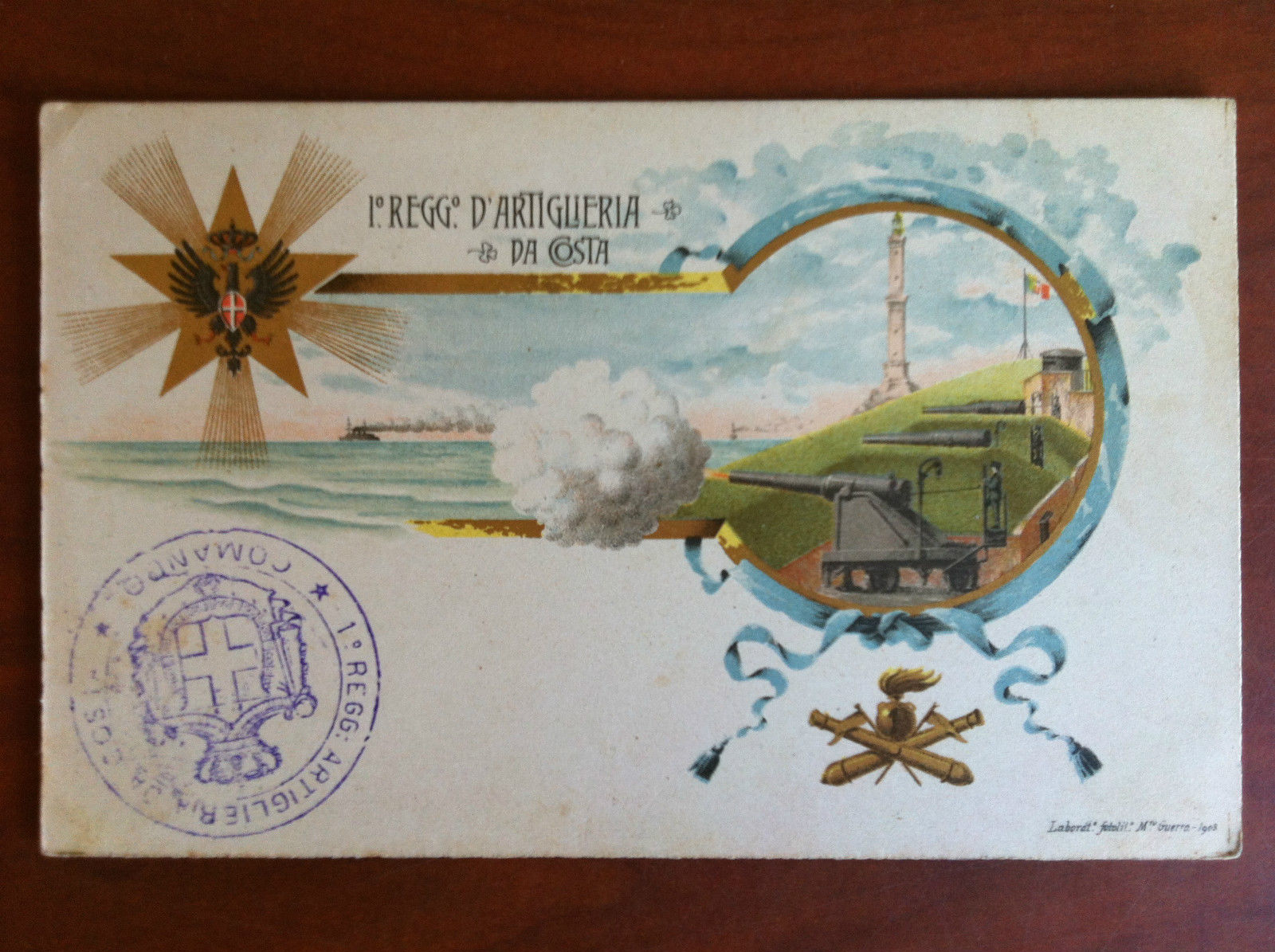 Cartolina inizi '900 1^ Reggimento d'Artiglieria da Costa non viaggiata …