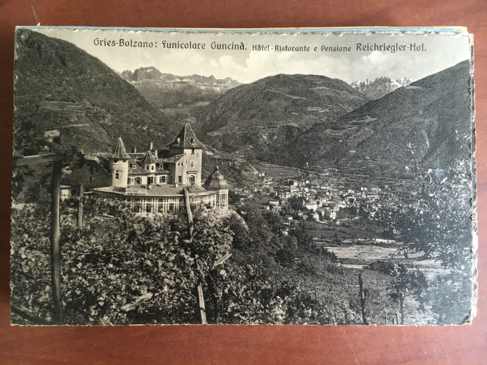 Cartolina inizi '900 Gries-Bolzano funicolare Guncinà - E20744