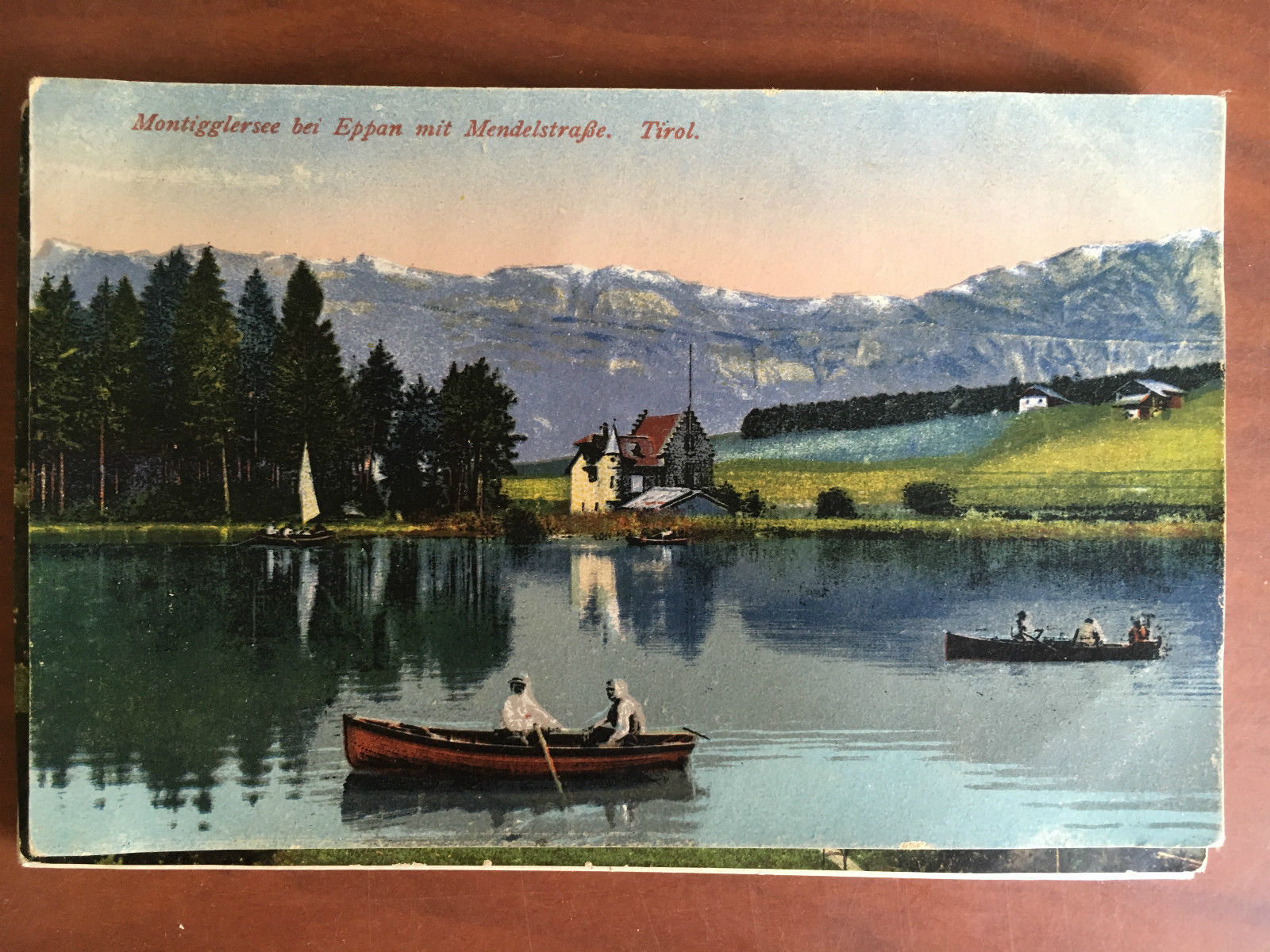 Cartolina inizi '900 Montigglersee bei Eppan mit Mendelstraße Tirol - …