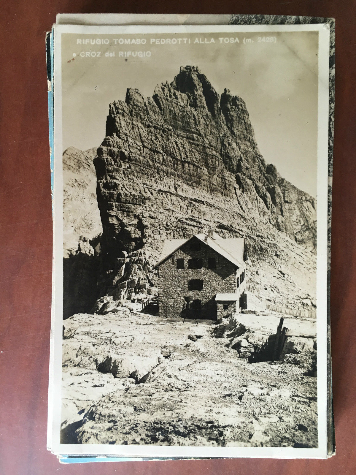 Cartolina inizi '900 Rifugion Tomaso Pedrotti alla Tosa e Croz …