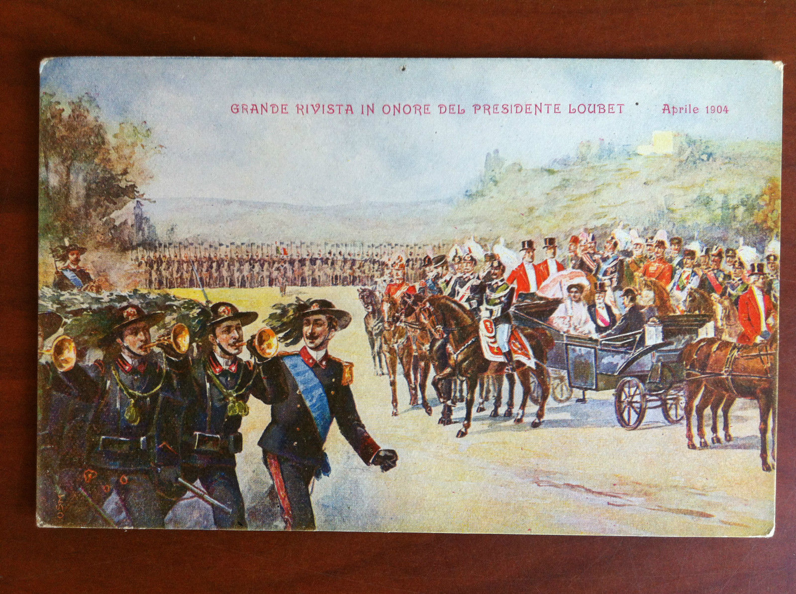 Cartolina inizi '900 Rivista onore al Presidente Loubet non viaggiata …