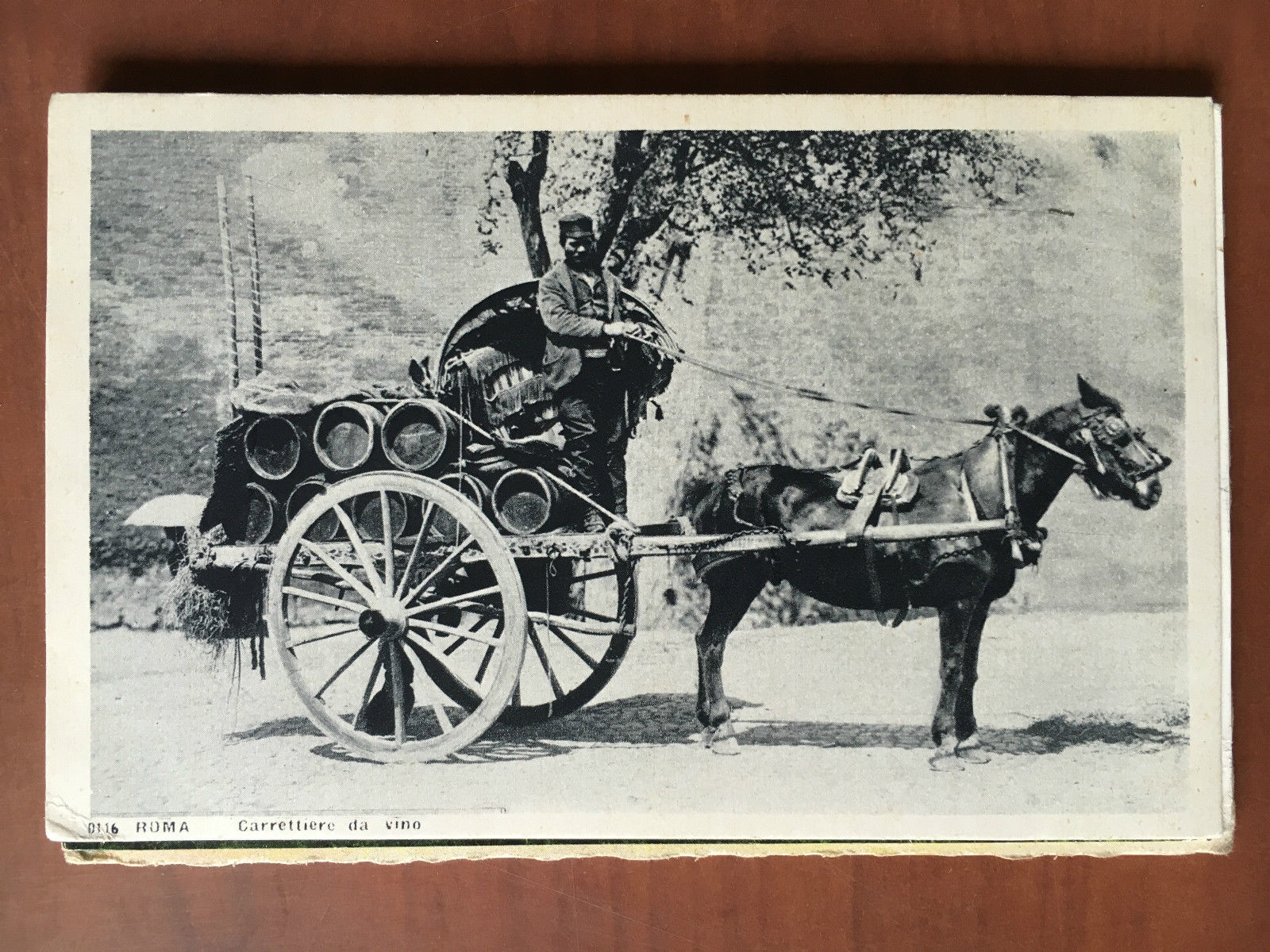 Cartolina originale 1932 Roma Carrettiere da vino viaggiata - E20359