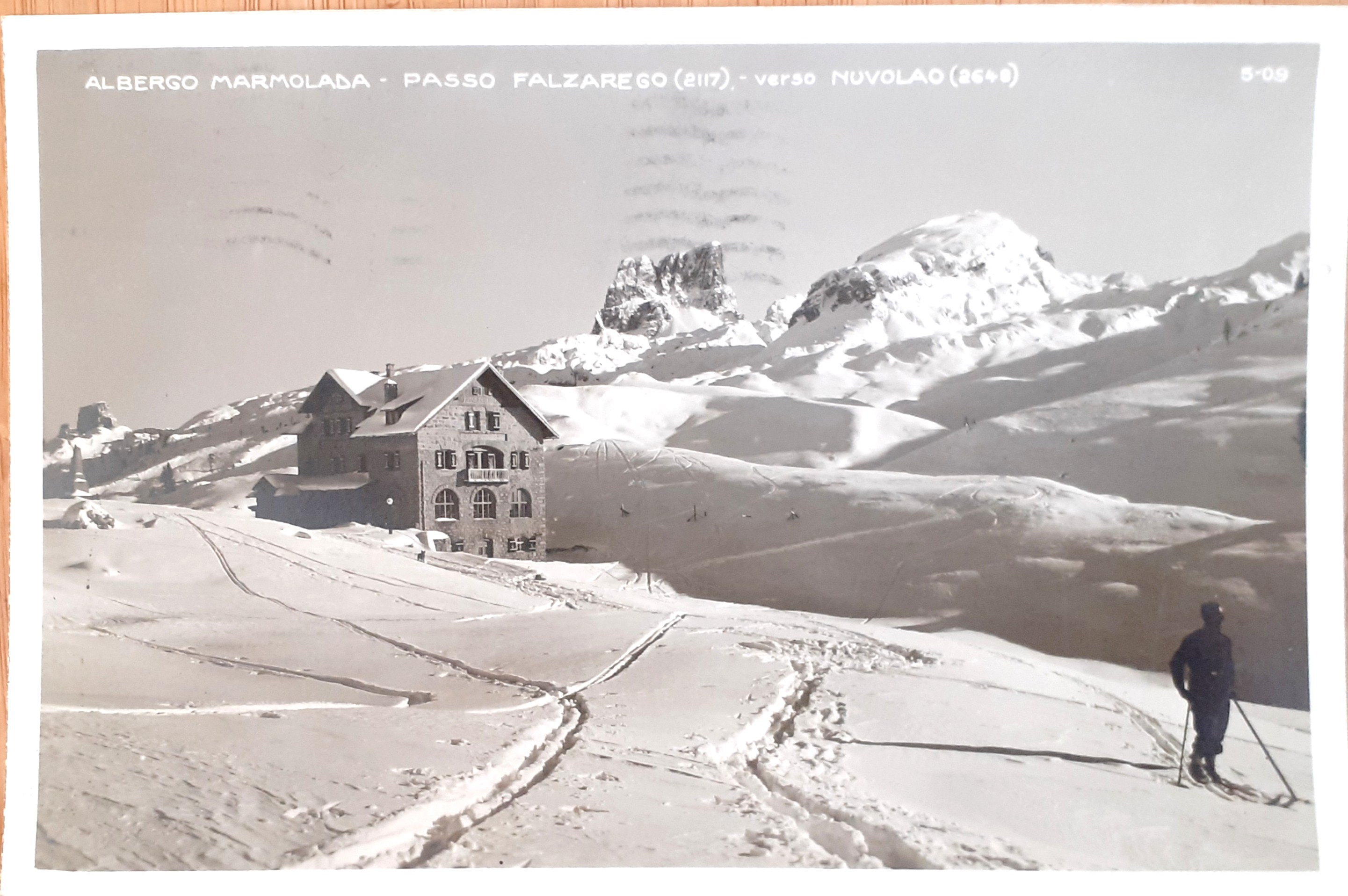 Cartolina Passo Falzarego Albergo Marmolada 1935