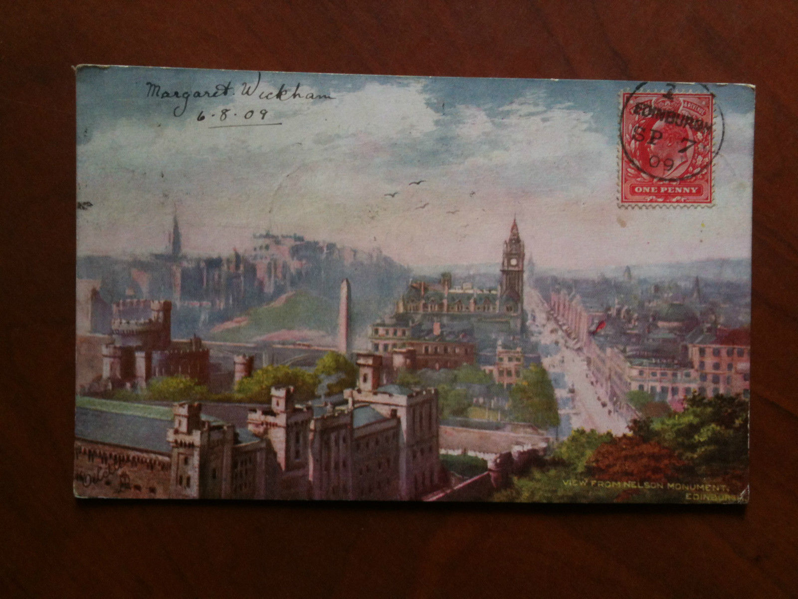 Cartolina Postcard inizi '900 UK Nelson Monument Edinburgh - viaggiata