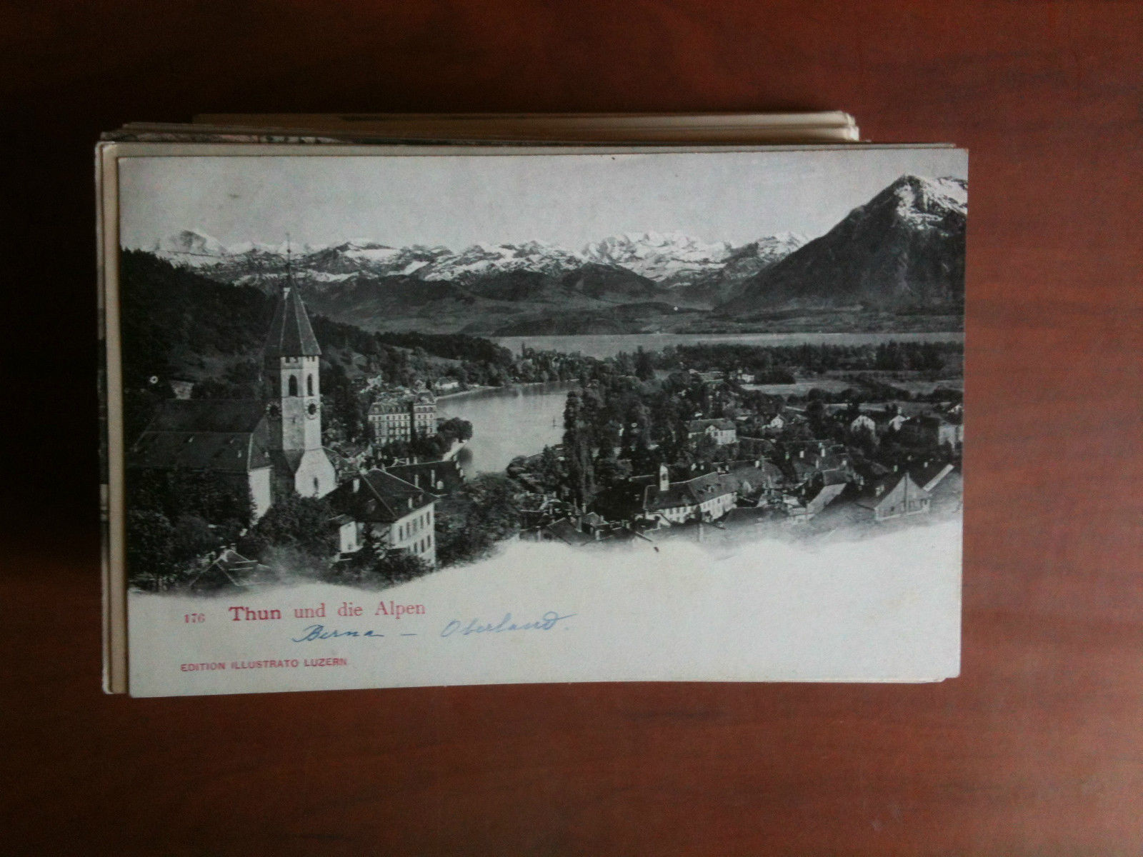 Cartolina Postkarte primi '900 Schweiz Thun und die Alpen - …