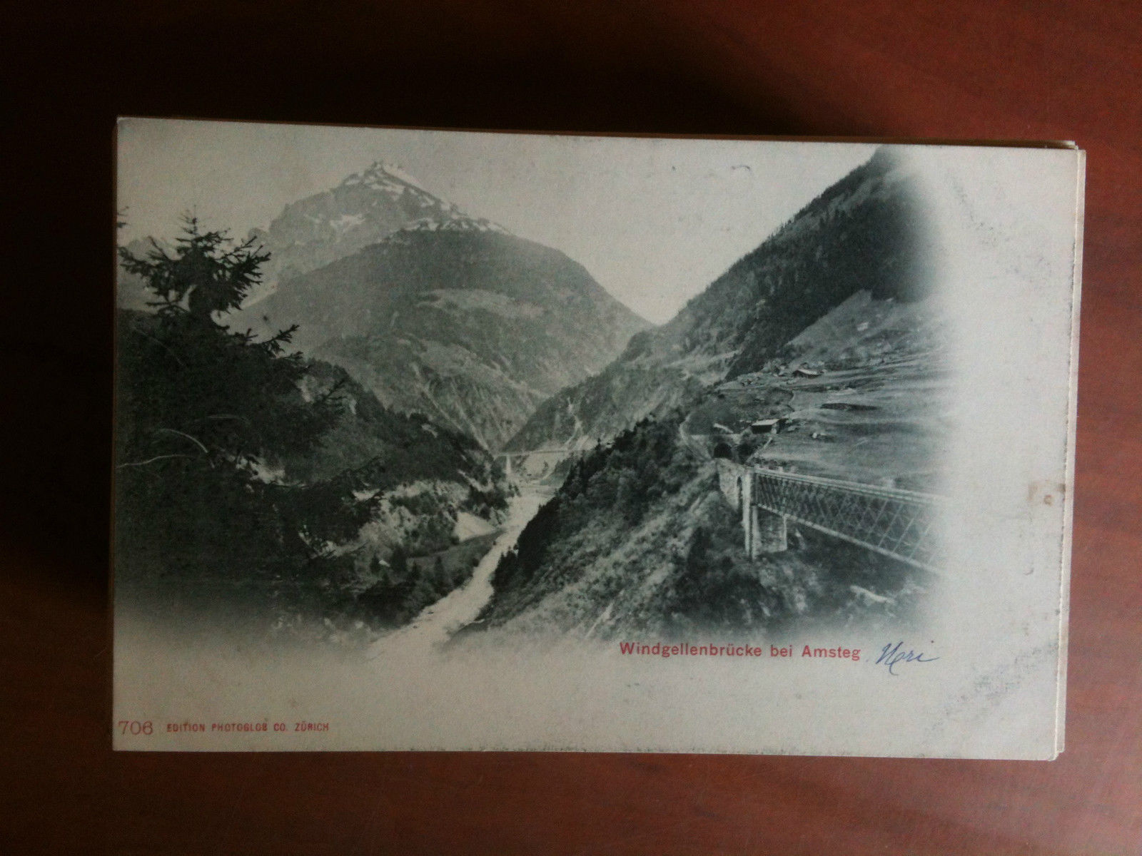 Cartolina Postkarte primi '900 Schweiz Windgellebrucke Amsteg - non viaggiata
