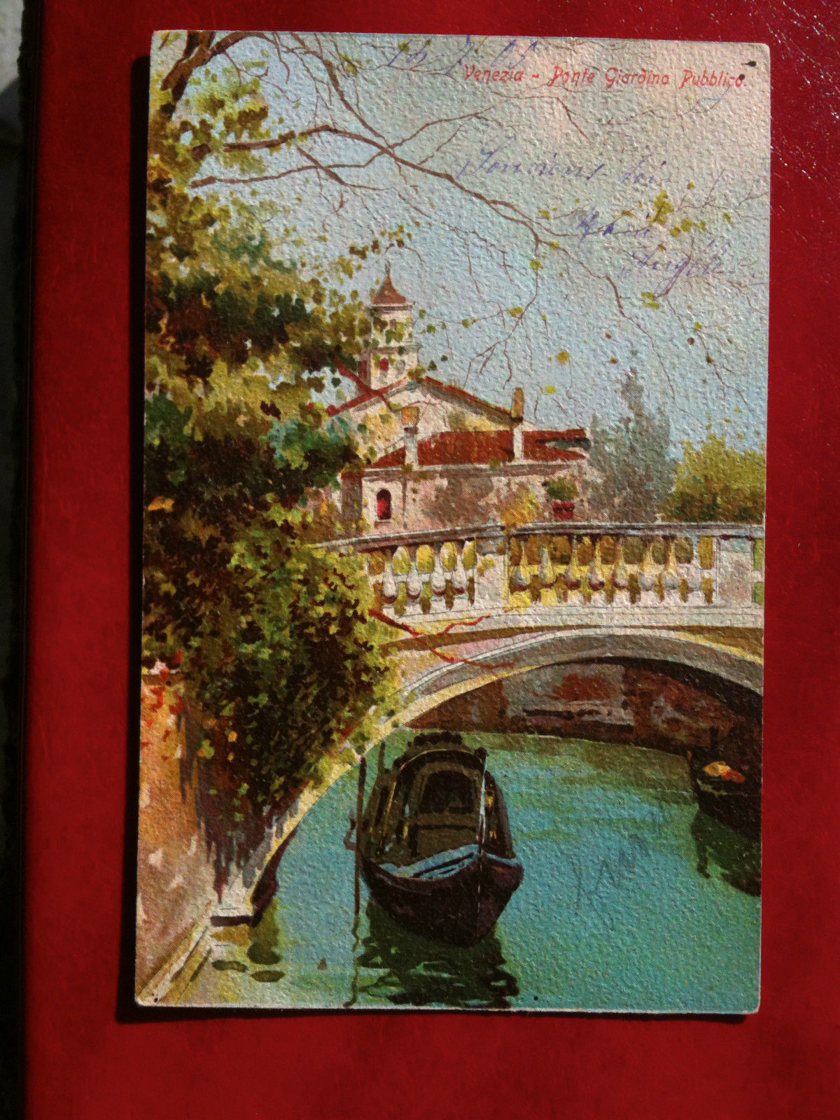 Cartolina primi '900 Venezia -Ponte giardino pubblico - viaggiata