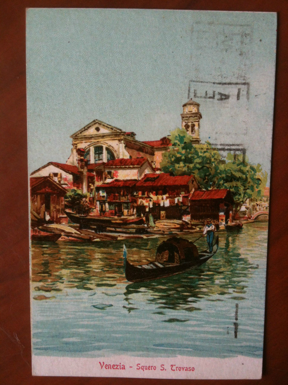 Cartolina primi '900 Venezia Squero S. Trovaso - viaggiata