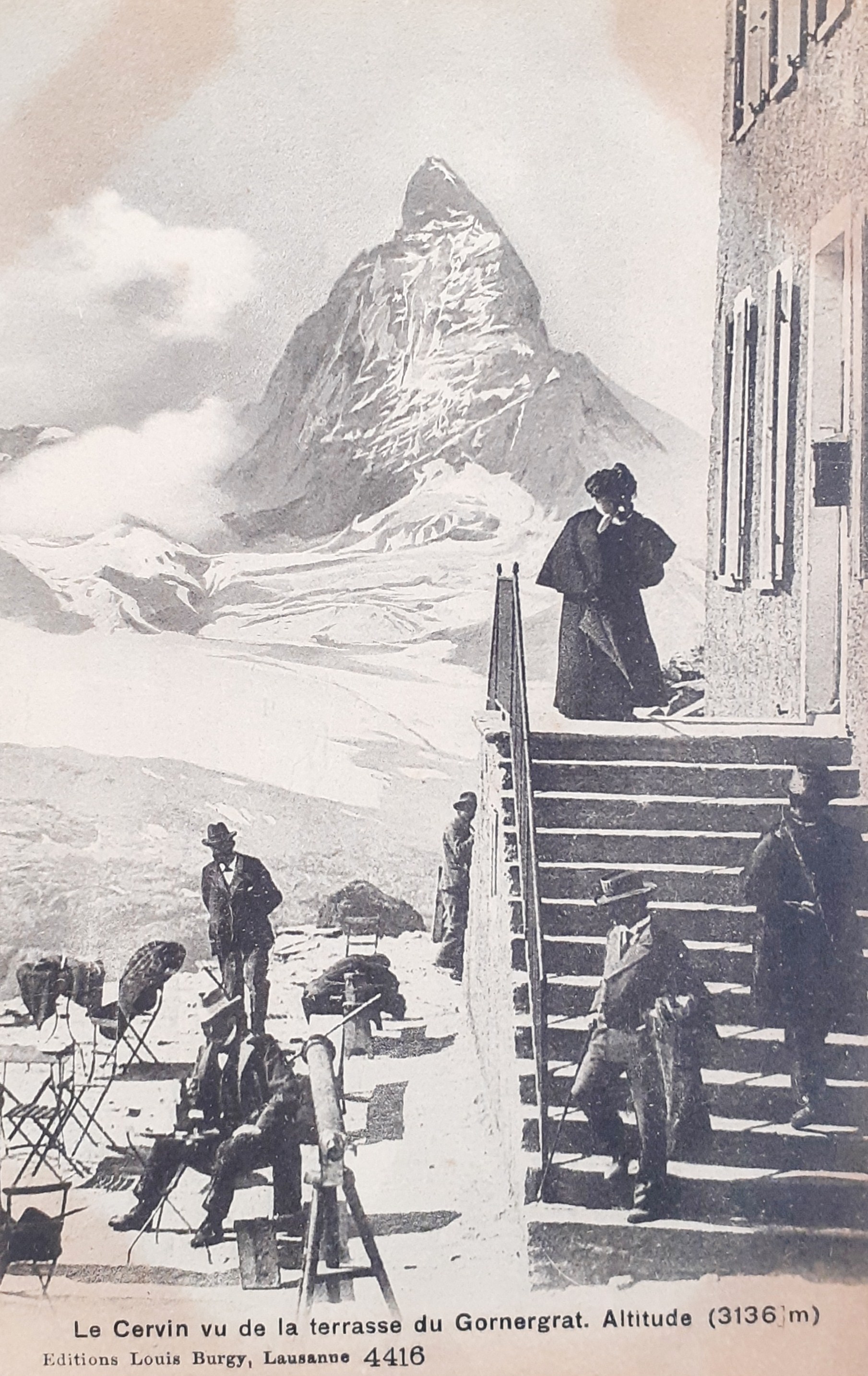 Cartolina Svizzera Le Cervin terrasse du Gornergrat 1912 circa