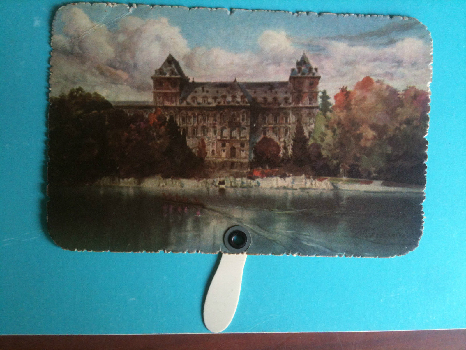 Cartolina/ventaglio inizi '900 Torino Valentino Fiume Po non viaggia - …