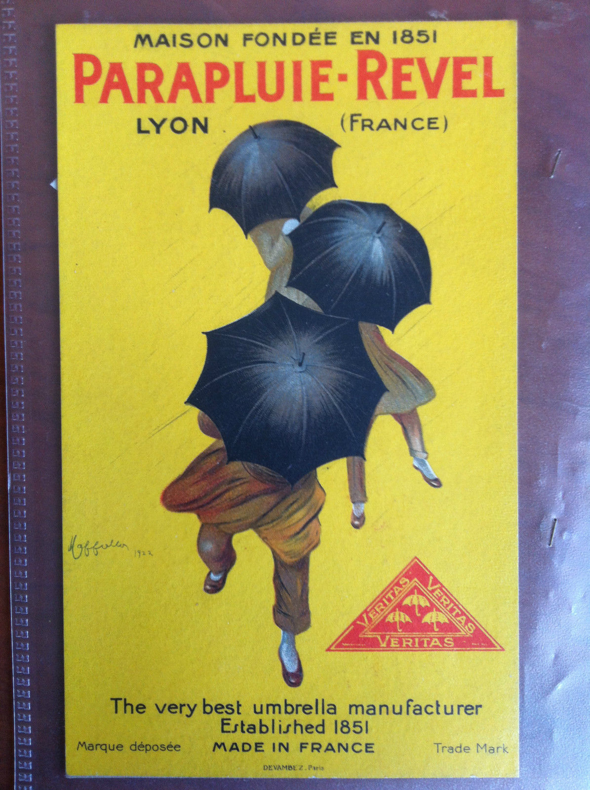 Cartoncino pubblicitario originale Parapluie Revel disegno Cappiello - E19516