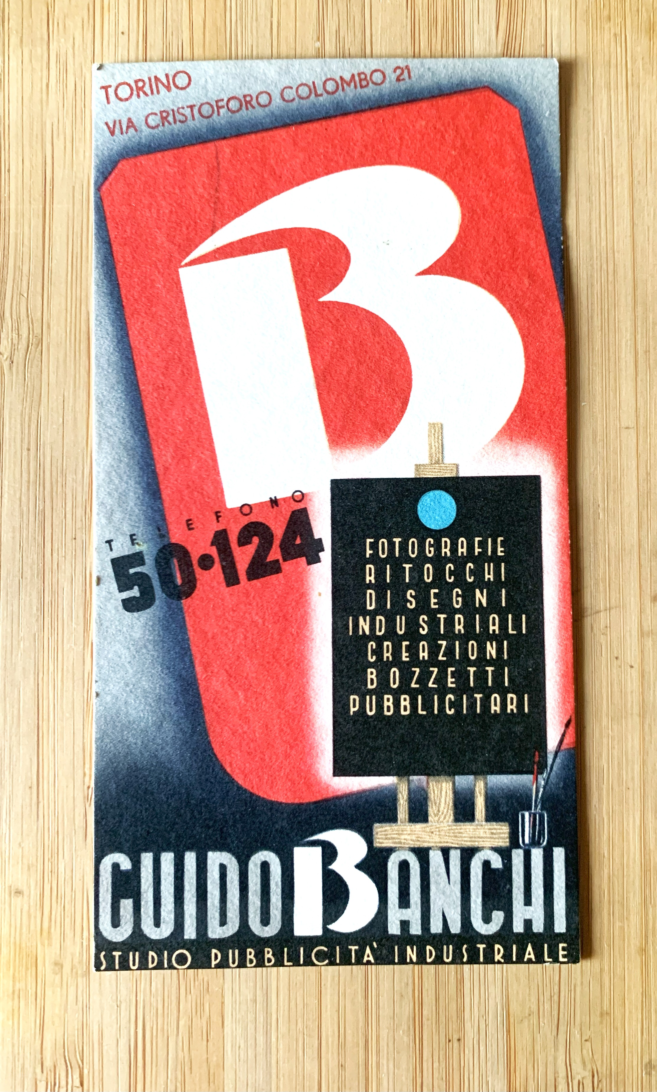 Cartoncino pubblicitario Studio Guido Banchi