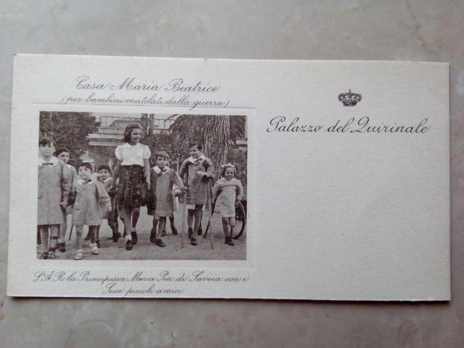 Casa Maria Beatrice per bambini mutilati della guerra cartoncino anni …