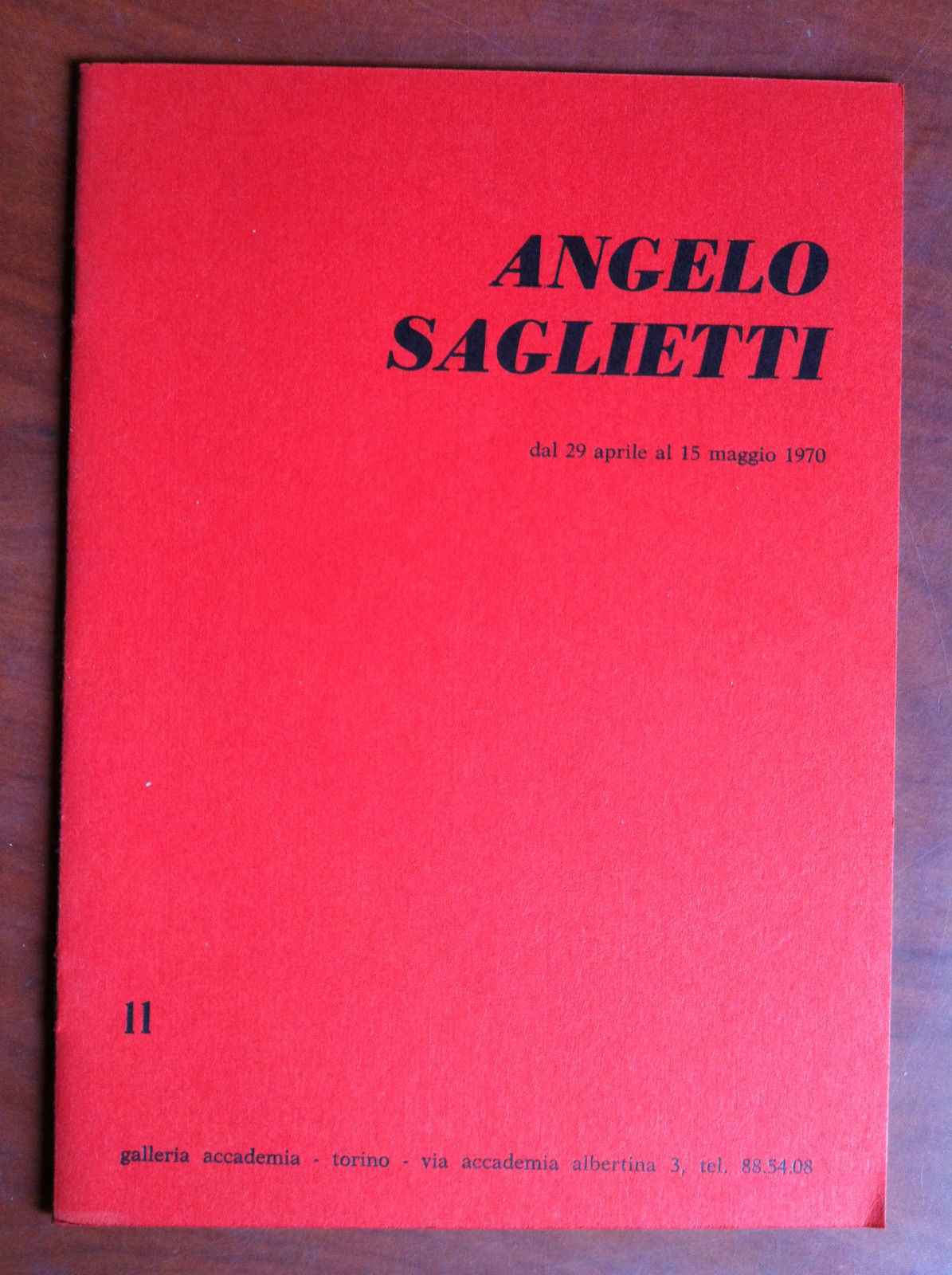 Catalogo della mostra di Angelo Saglietti Galleria Accademia Torino 1970