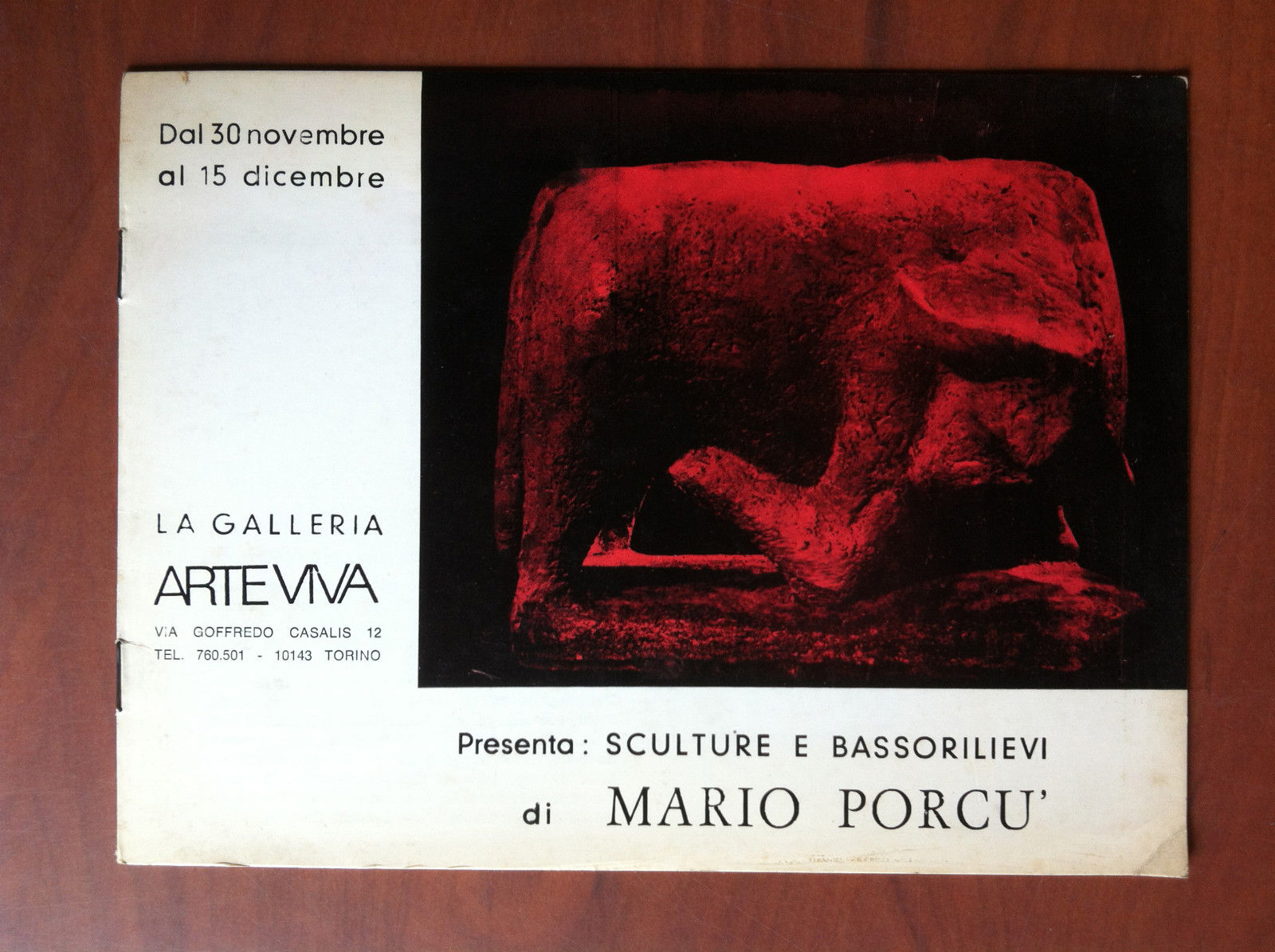 Catalogo della mostra di Mario Porcù Gal. Arte viva Torino …