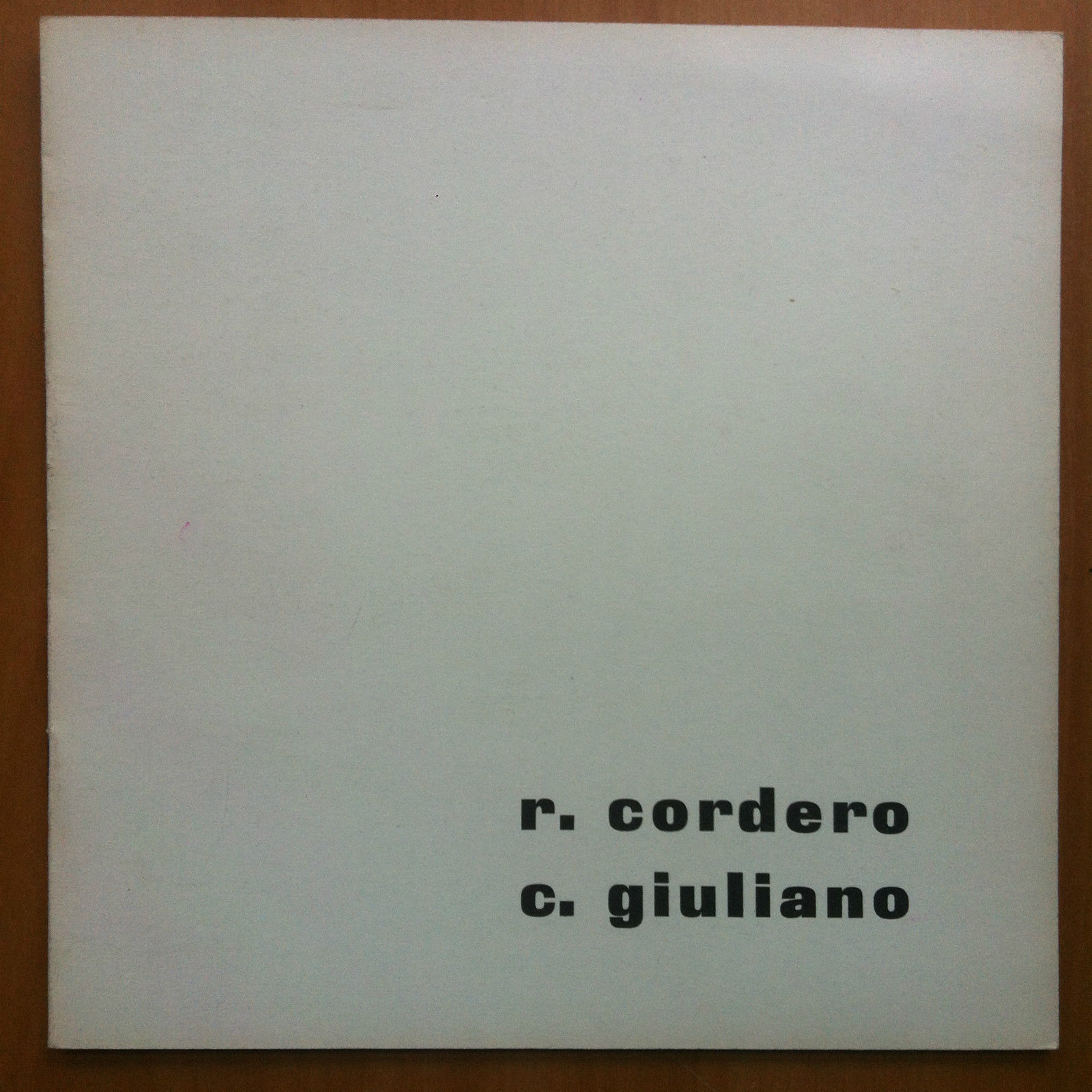 Catalogo della mostra di R. Cordero C. Giuliano Promo. Belle …