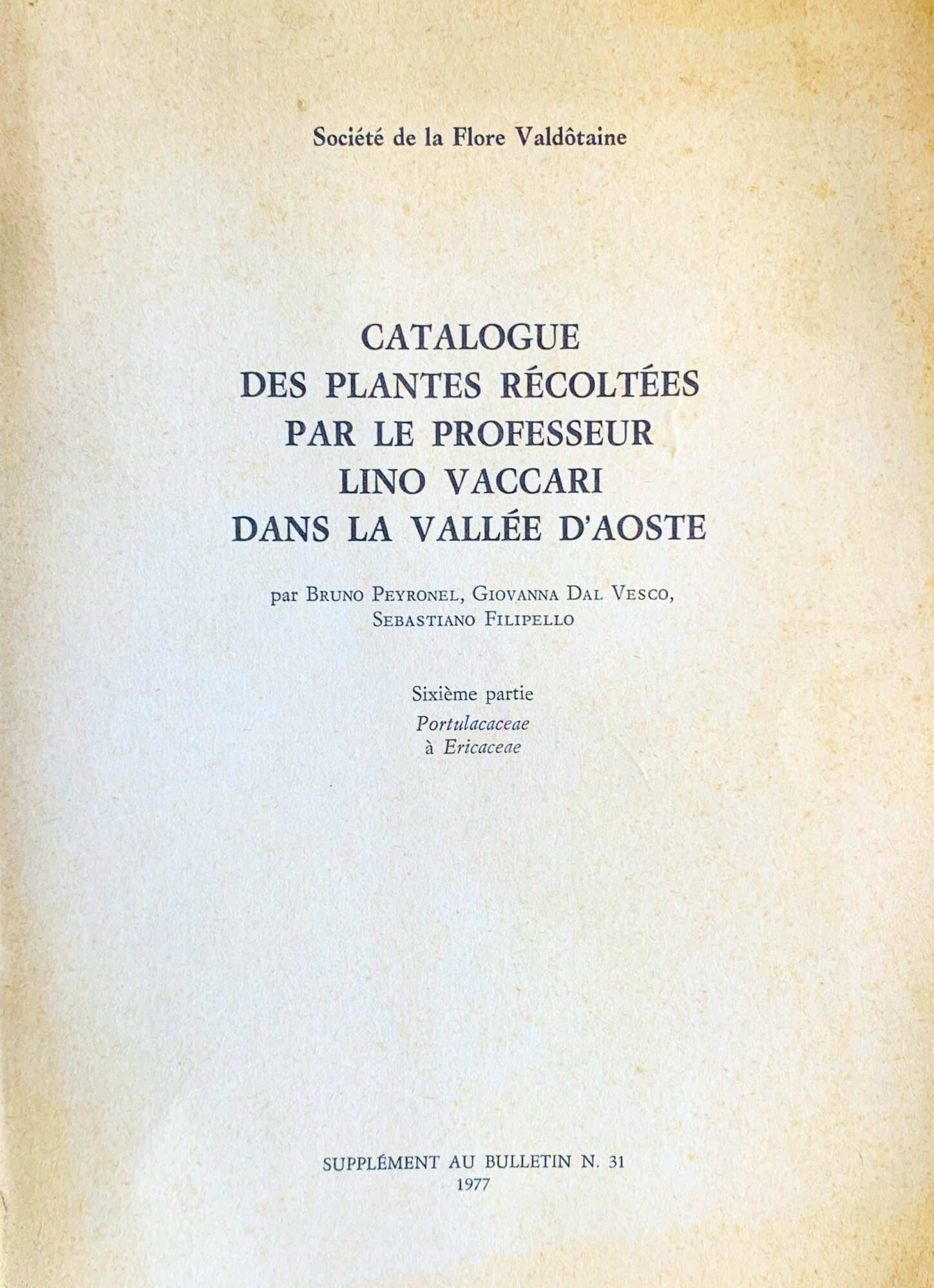 Catalogue des plantes récoltèes par le Professeur Lino Vaccari dans …