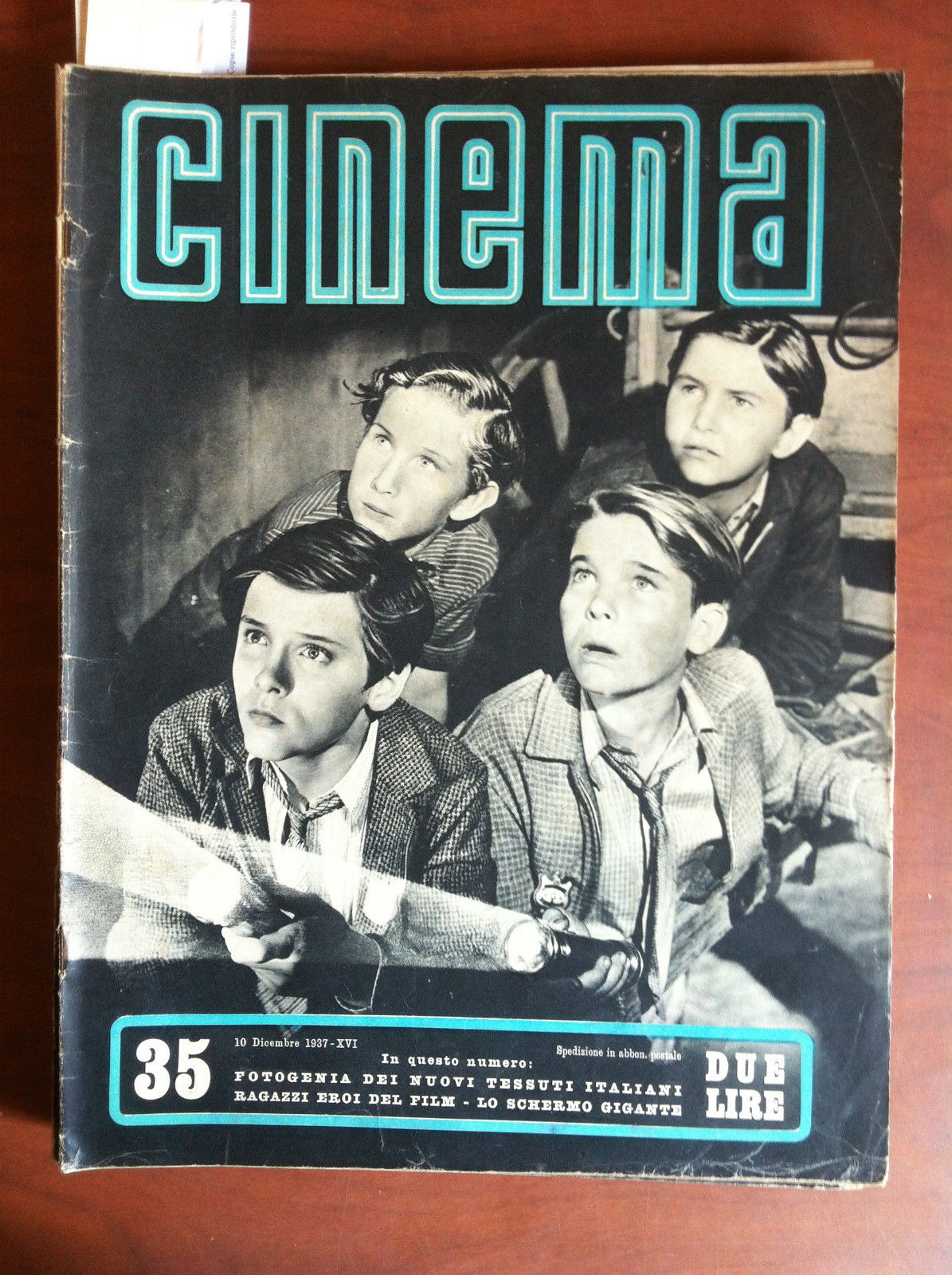 CINEMA n^ 35 - 10 Dicembre 1937 Cover: Piccoli G.-Men …