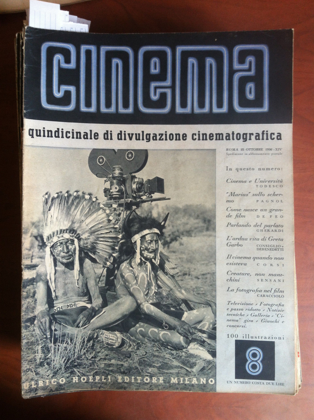 CINEMA n^ 8 - 25 Ottobre 1936 Cover: indiani Cheyennes …