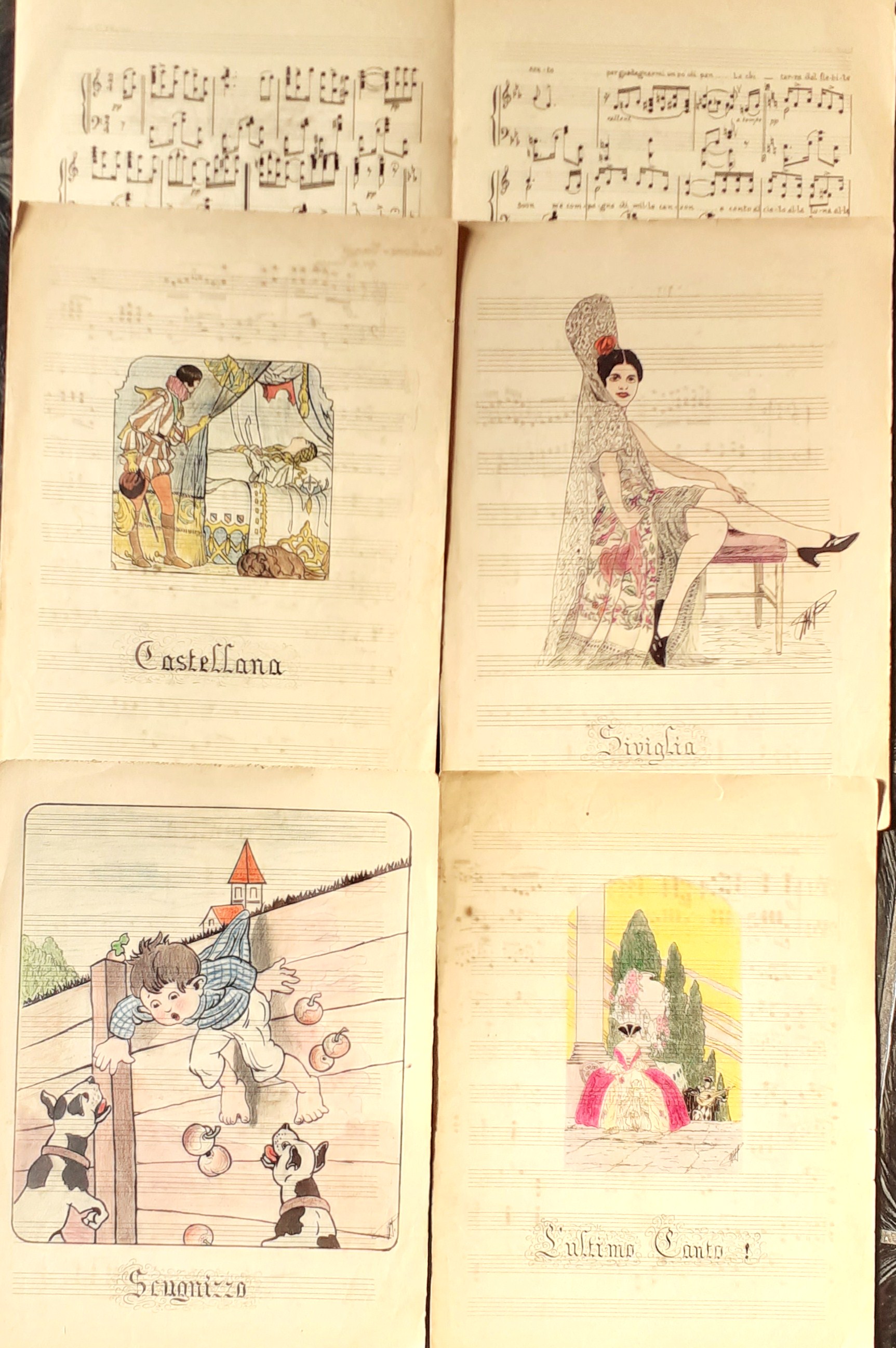 Cinque Spartiti disegnati e compilati a mano - anni '30