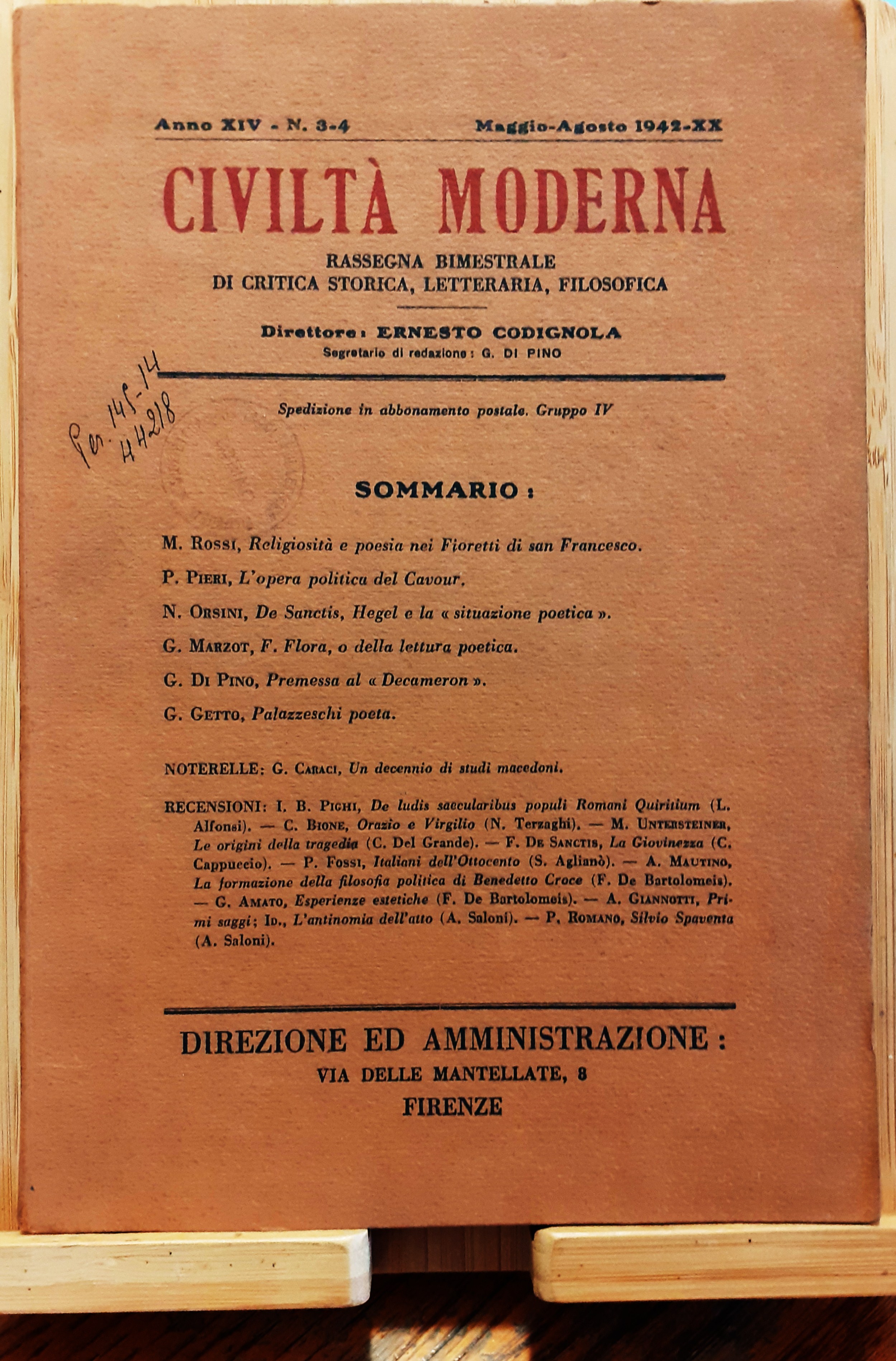 Civiltà Moderna Rassegna trimestrale N^ 3-4 Maggio - Agosto 1942