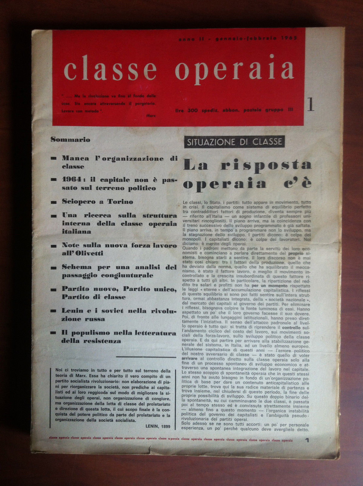 Classe operaia n^ 1 anno II Gennaio-Febbraio 1965 - E12872