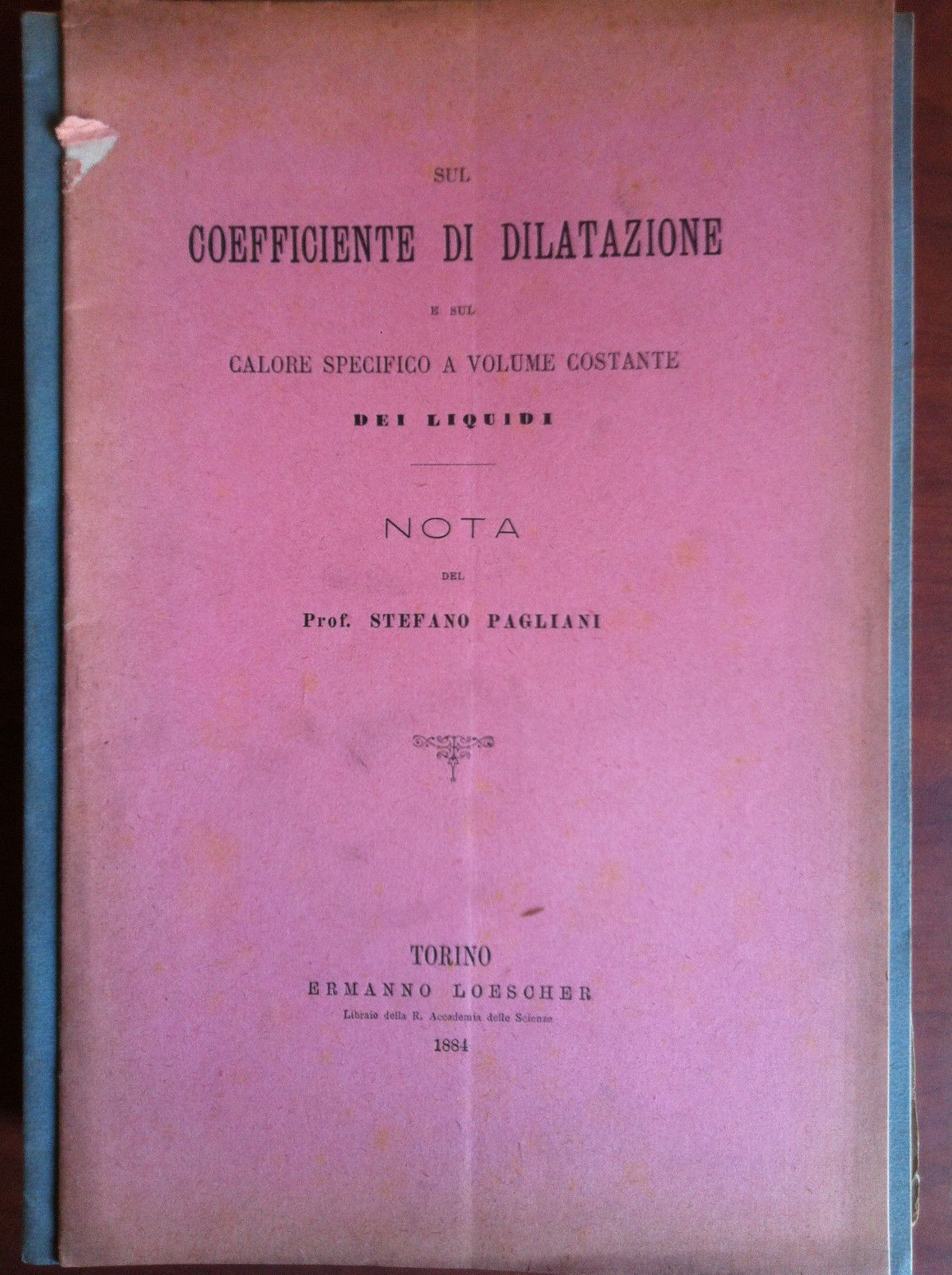 Coefficiente di dilatazione dei liquidi Stefano Pagliani 1884 - E14026