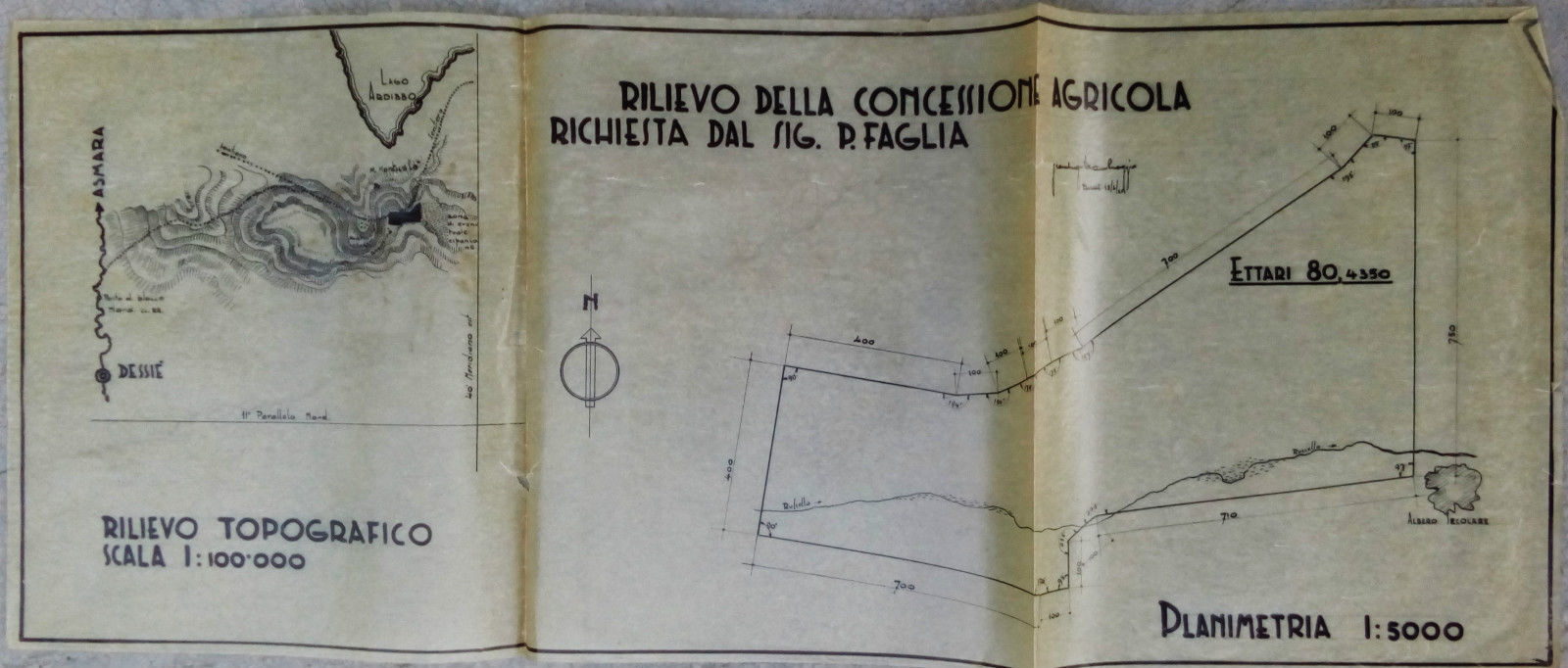 Colonie concessione rilievo topografico Dessiè Etiopia 1938