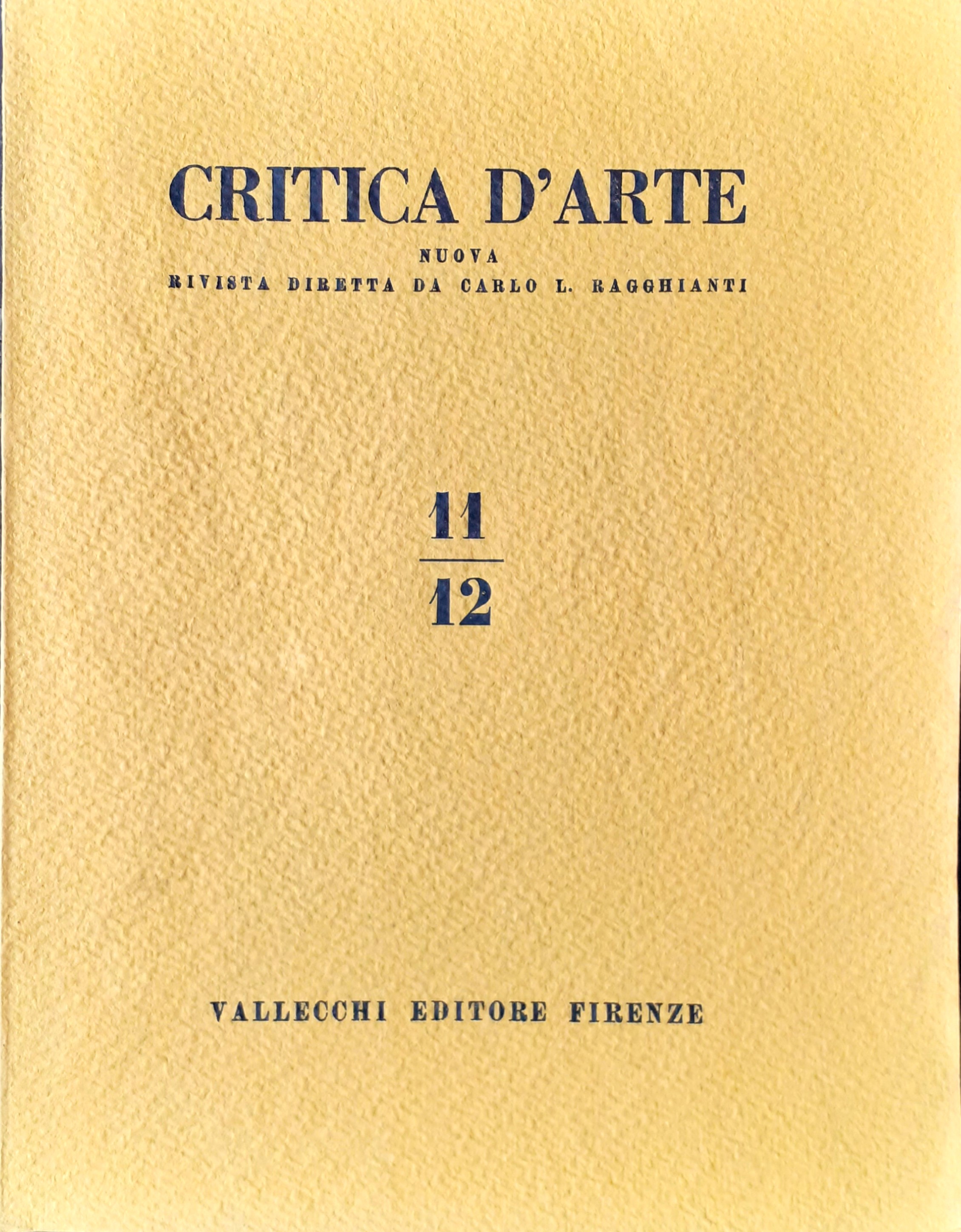 Critica d'arte. Nuova rivista