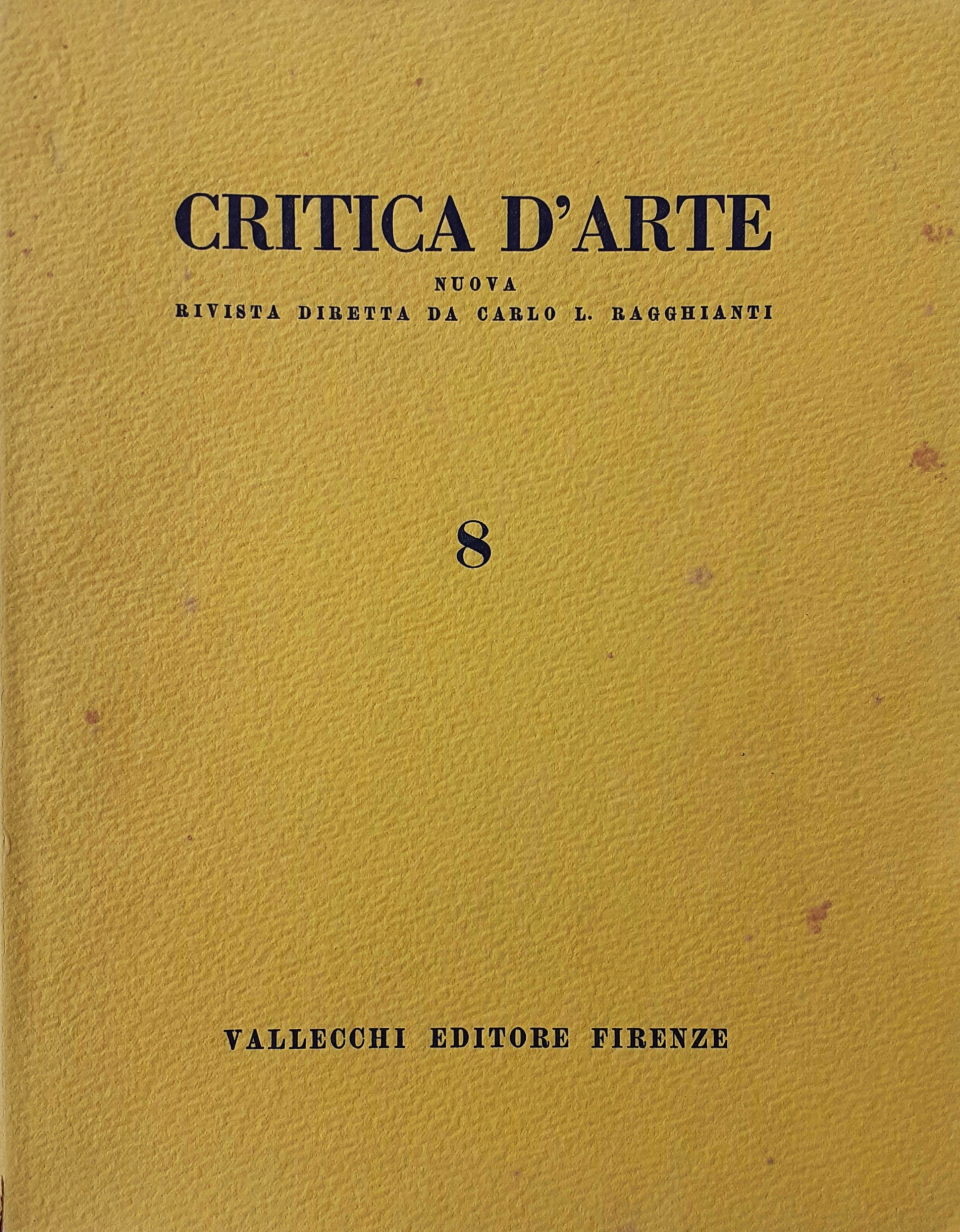 Critica d'arte. Nuova rivista N^ 8