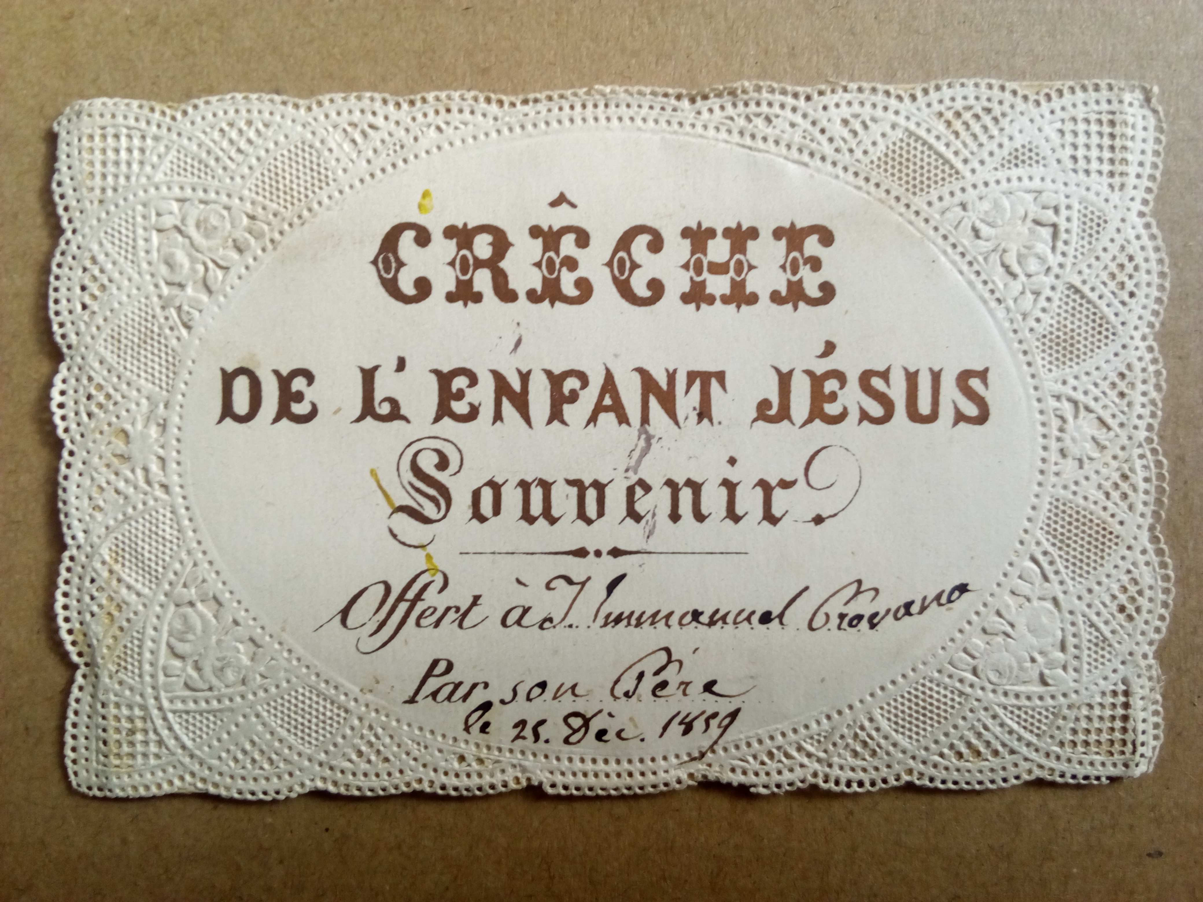 Culla di Natale del Bambino Gesù Souvenir 1859