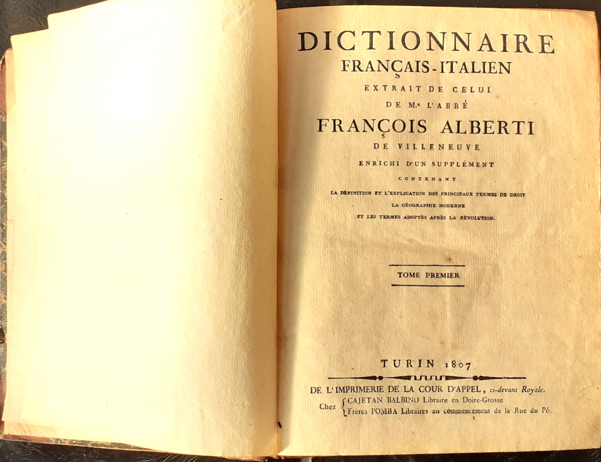 Dictionnaire - Tomo primo Francois - Italien e Italiano - …