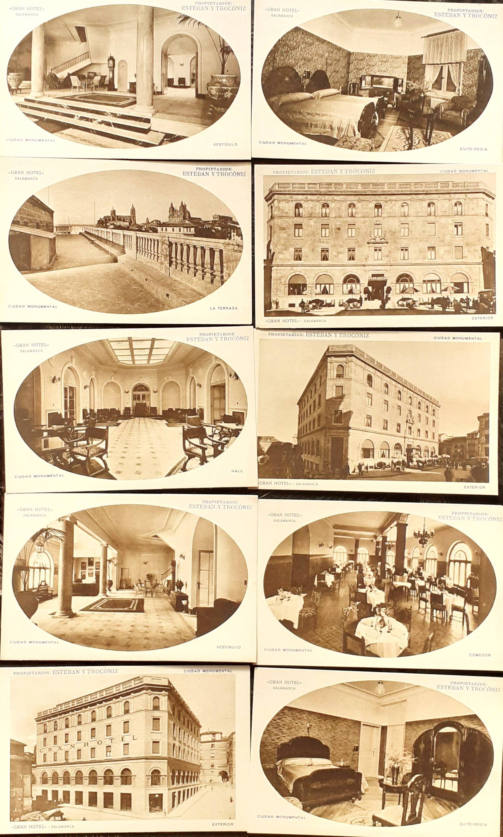 Dieci Cartoline Pubblicitarie Gran Hotel Salamanca anni '30