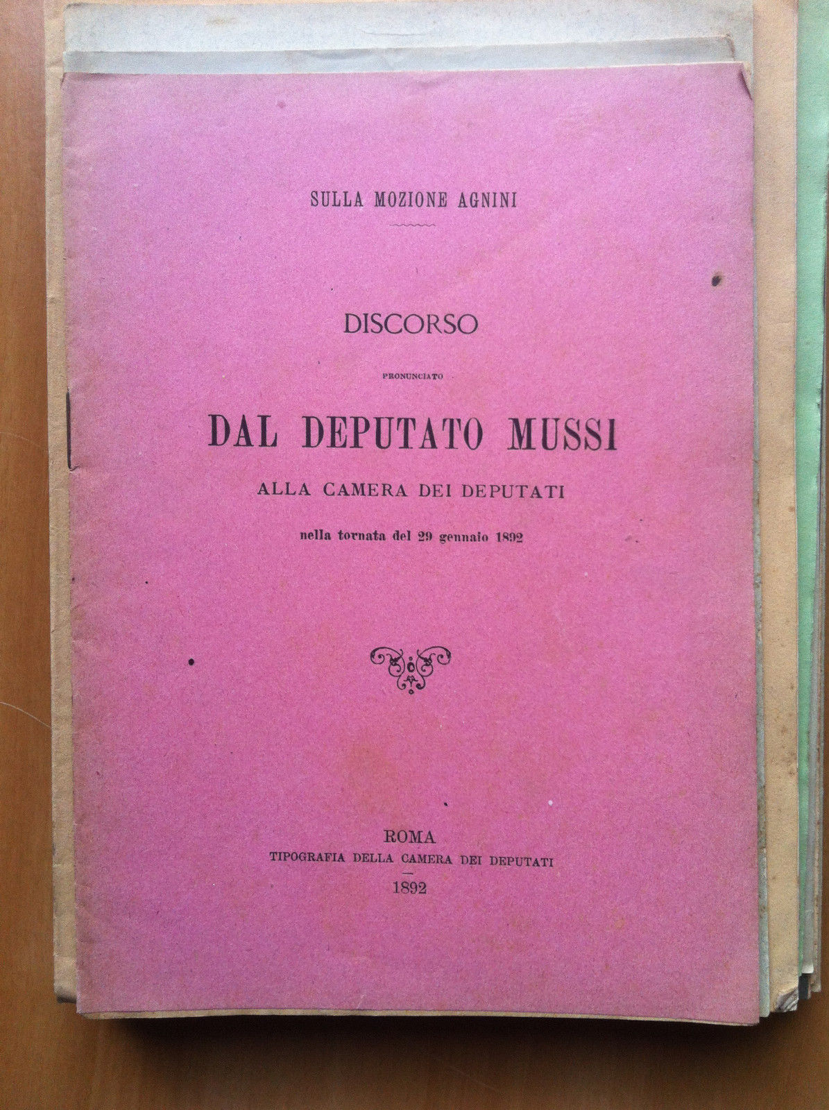 Discorsi Deputato Mussi Camera dei Deputati 29 Gennaio 1892 - …