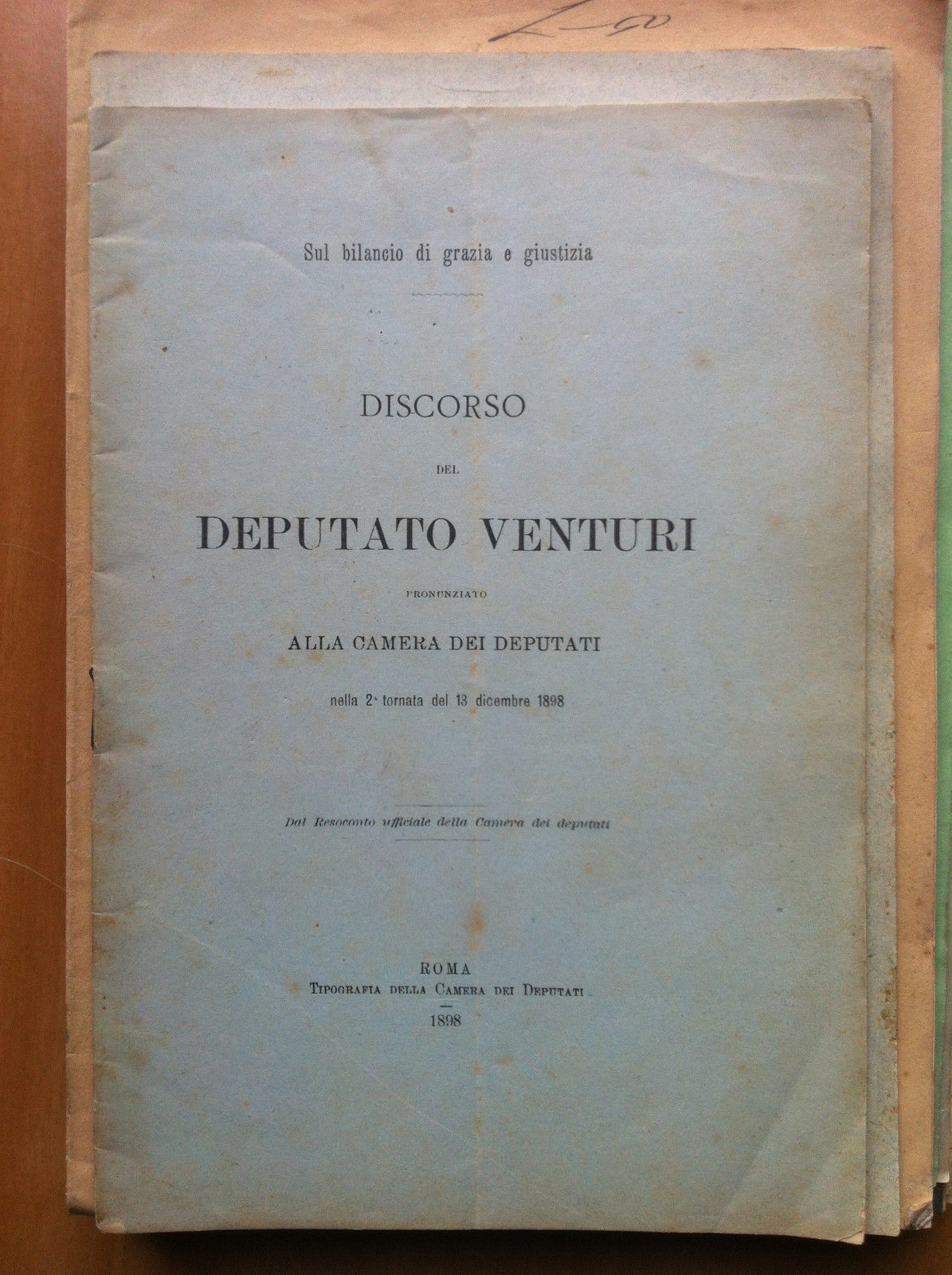 Discorso Deputato Venturi Camera dei Deputati 18 Dicembre 1898 - …