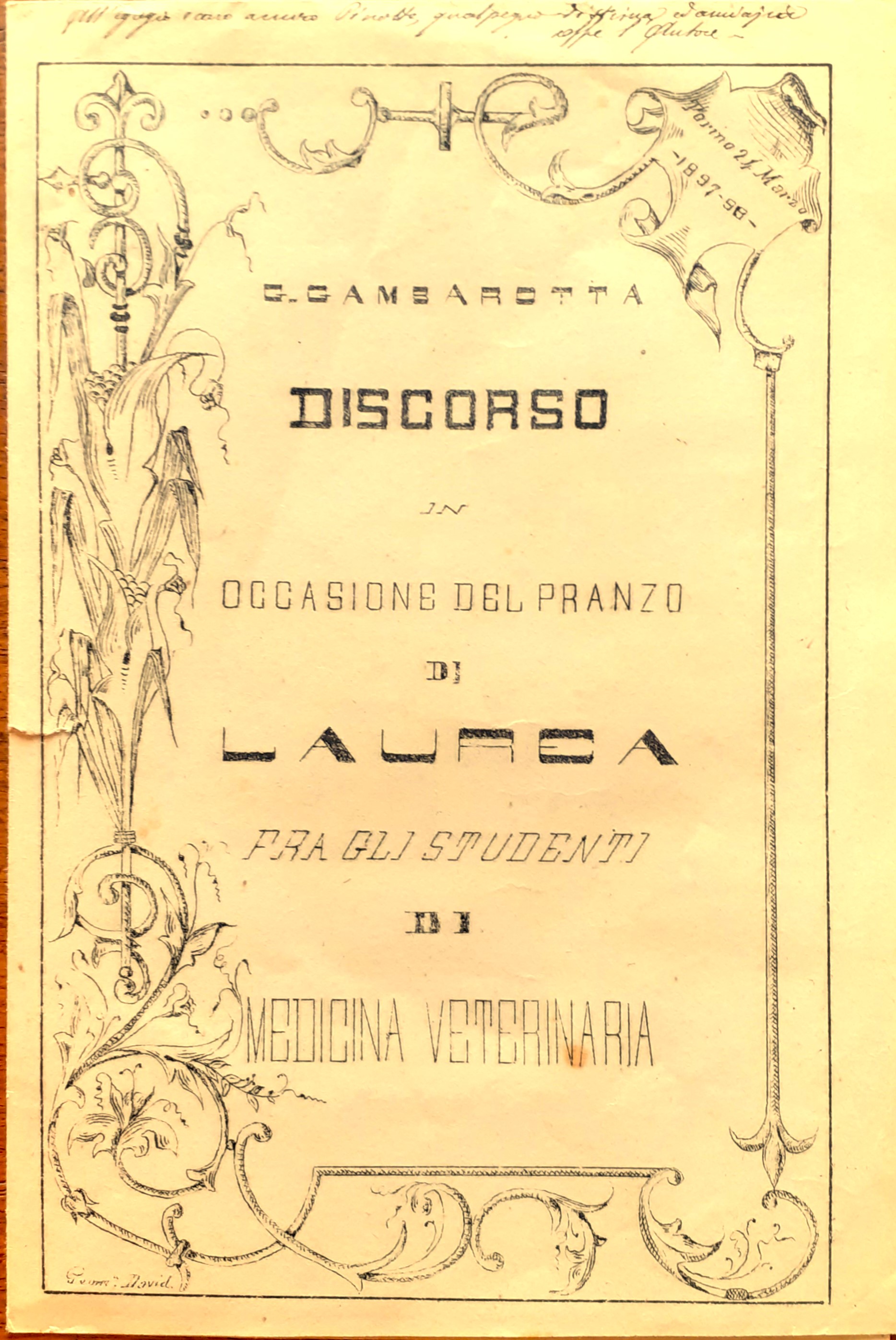Discorso in occasione del pranzo di Laurea fra gli studenti …