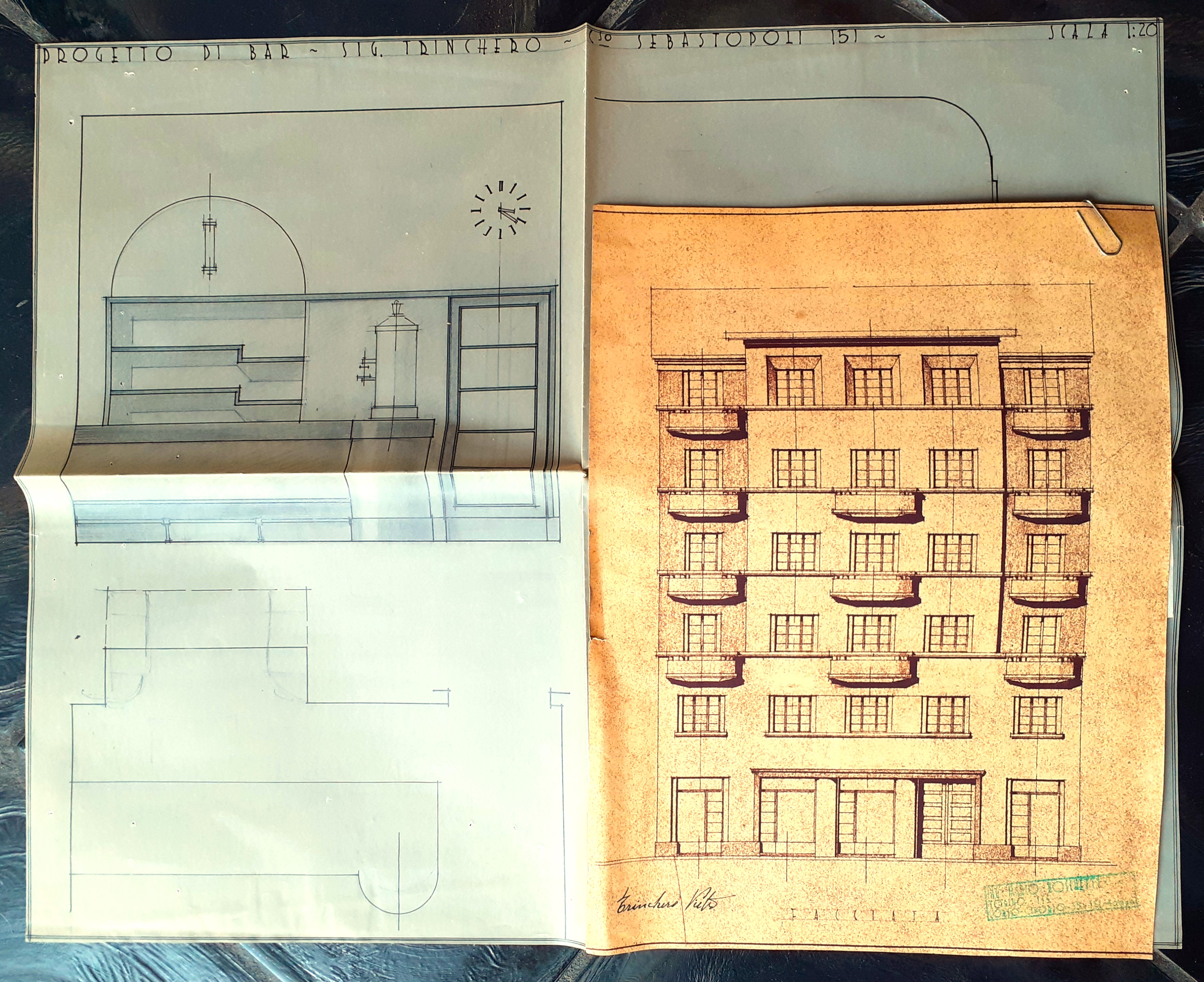 Disegni di progetto architettonico TORINO Anni '30