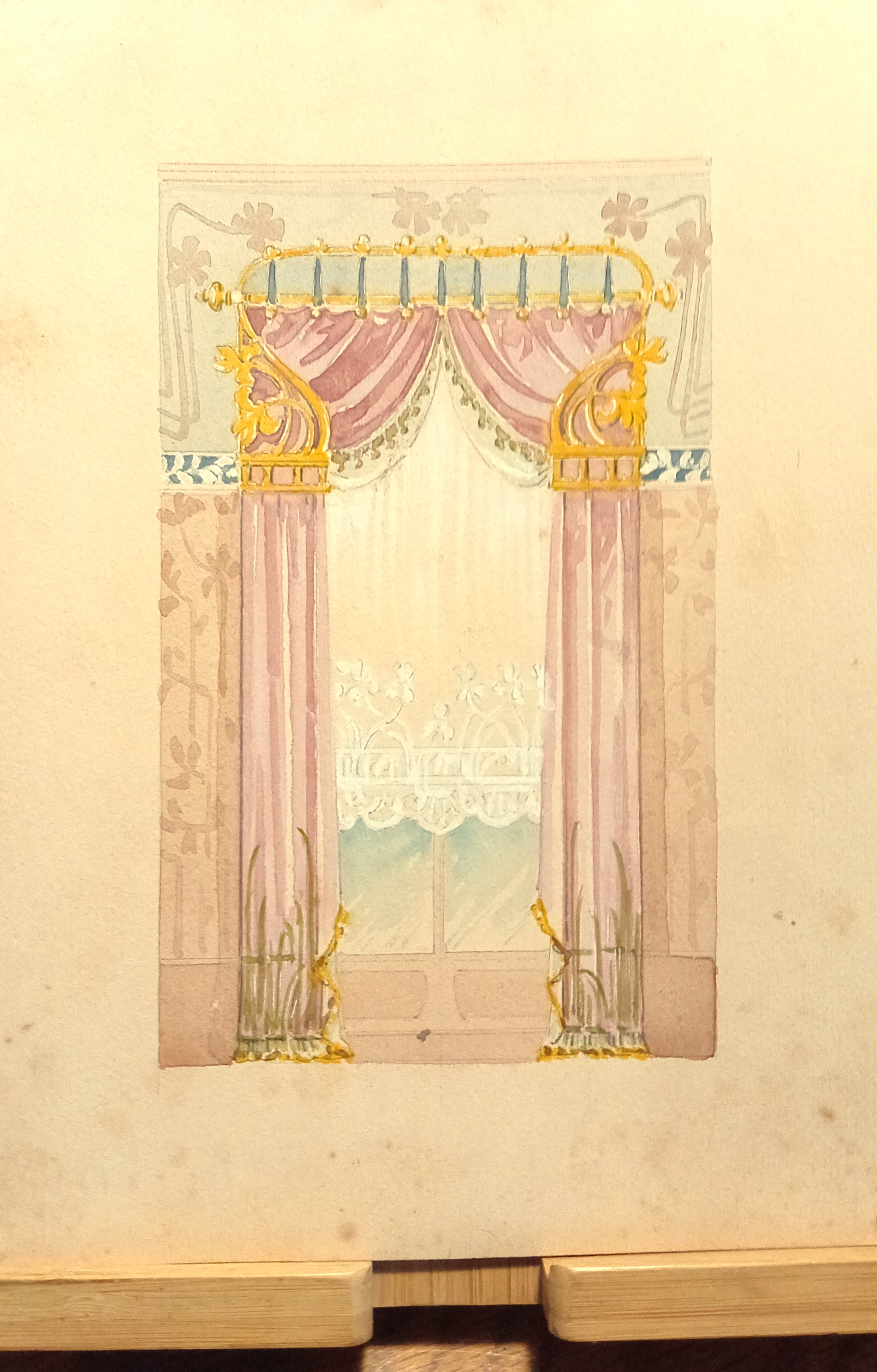 Disegno acquarello originale studio tendaggi