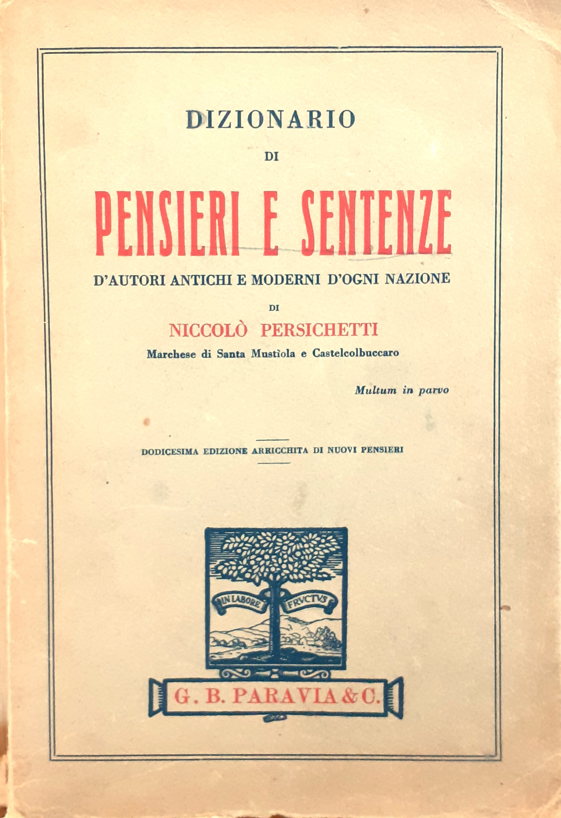 Dizionario di Pensieri e Sentenze Paravia 1935