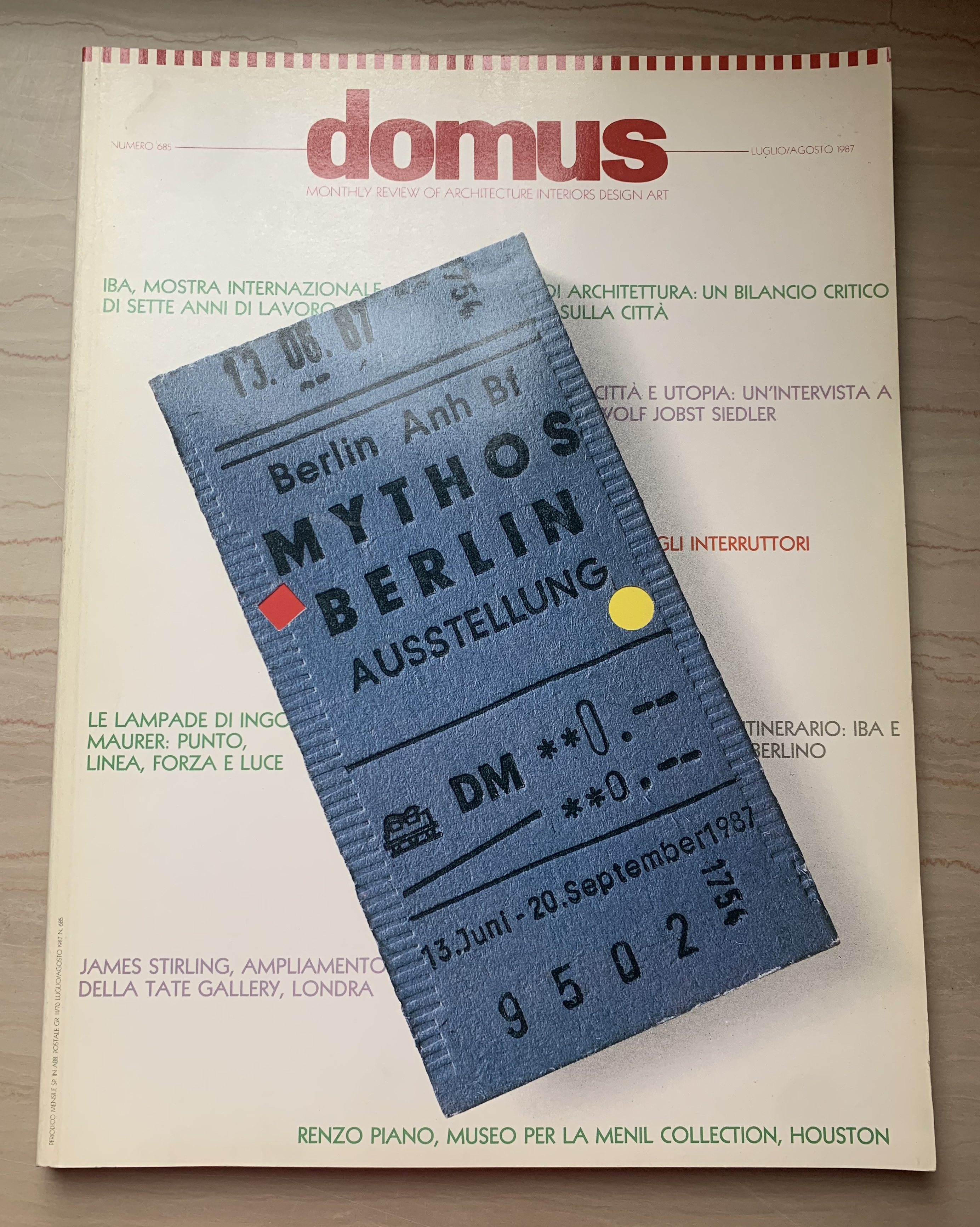 domus. Monthly Review of Architecture Interiors Design Art luglio/agosto 1987 …