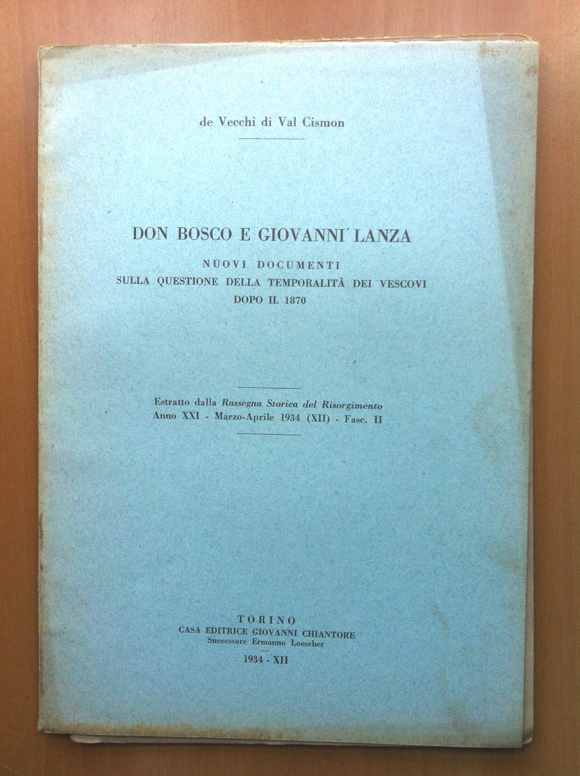 Don Bosco e Giovanni Lanza sulla temporalità dei Vescovi 1934 …
