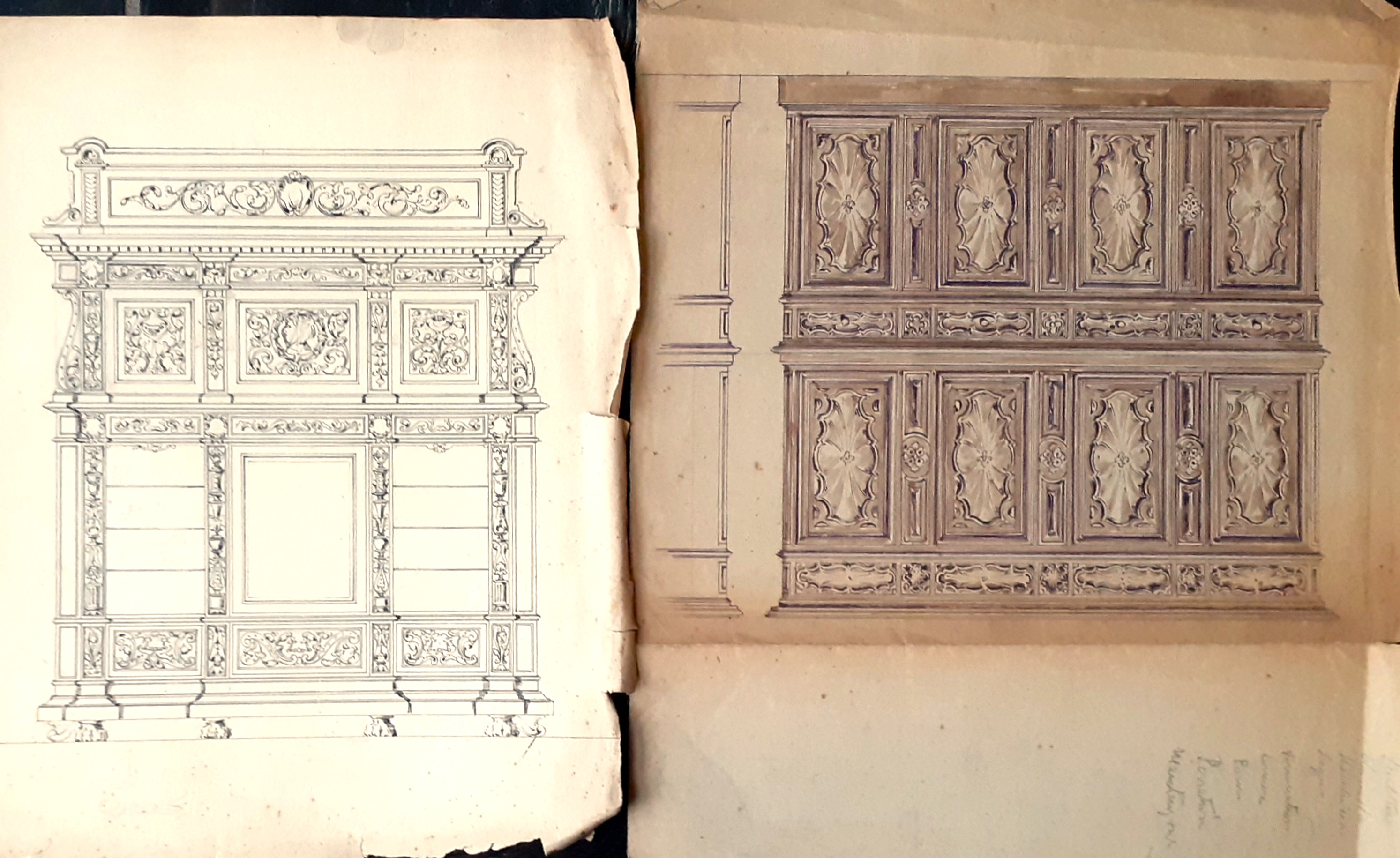 Due Disegni del Mobiliere Emilio Treves Torino 1920 ca.
