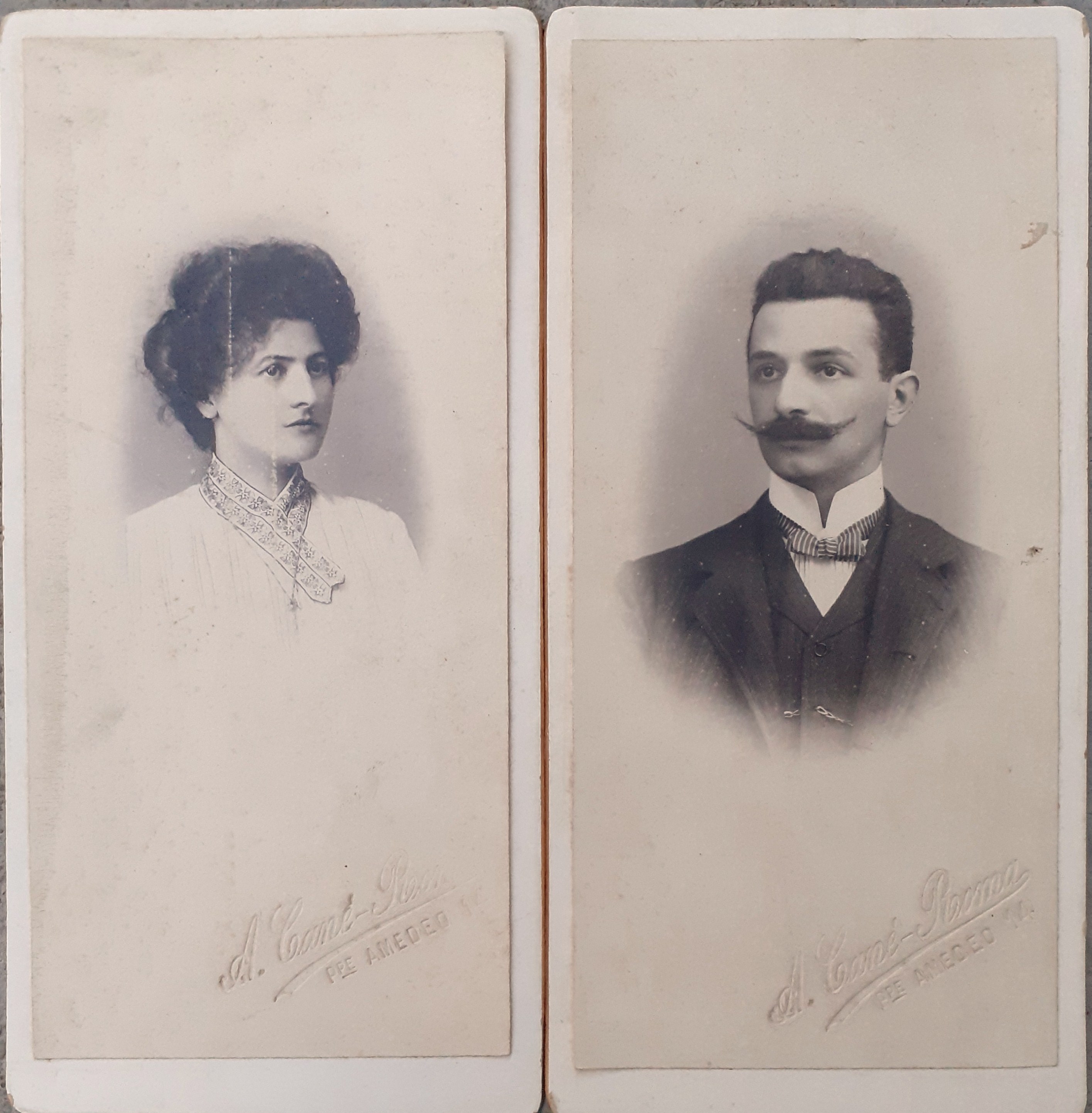 due fotografie ritratti di Angelina Canè fotografa Roma 1902 circa