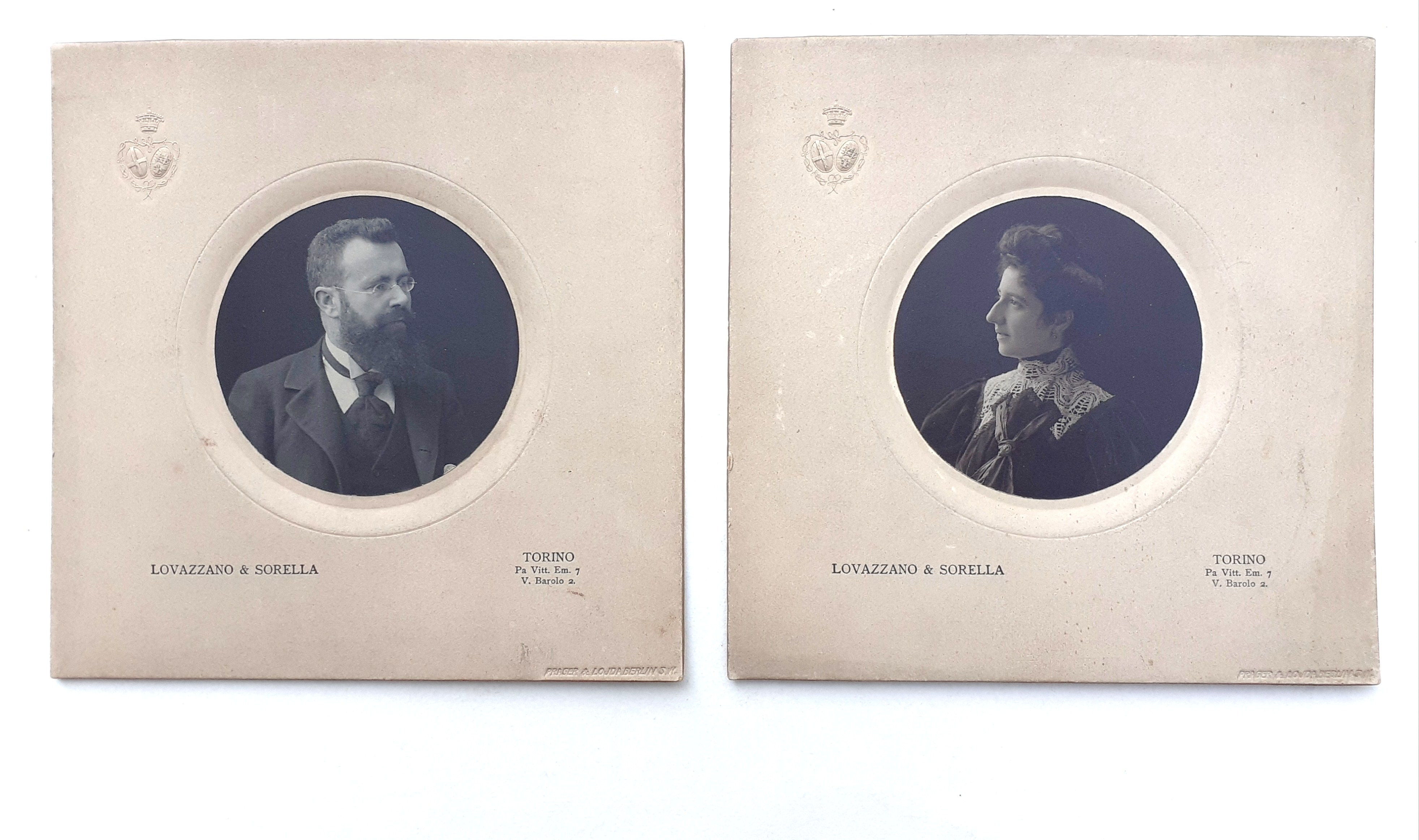 Due ritratti Fotografi Lovazzano &amp; Sorella Torino 1915 circa