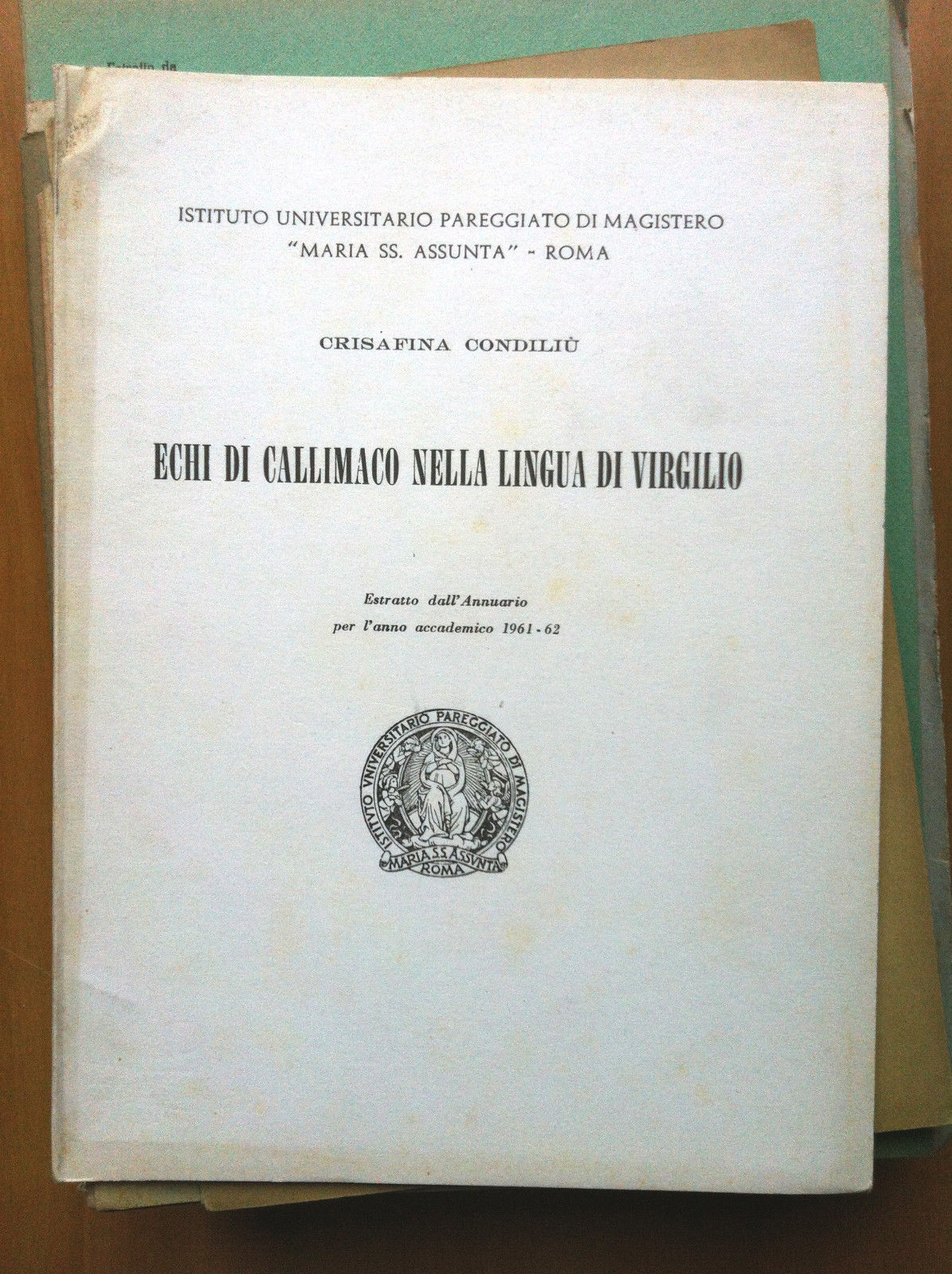 Echi di Callimaco nella lingua di Virgilio Crisafina Condiliù 1961-62 …