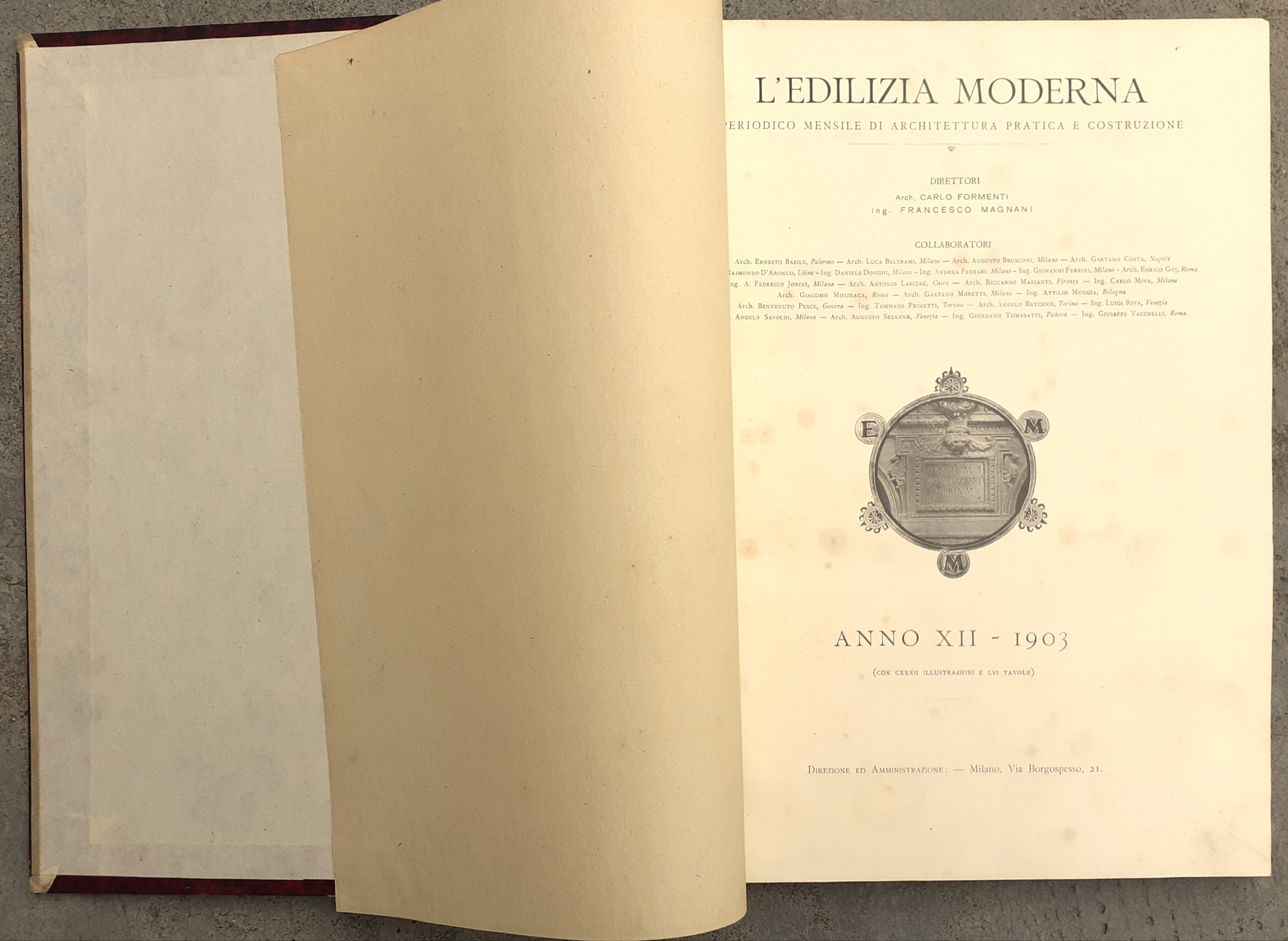 Edilizia Moderna Periodico Mensile di Architettura pratica, annata completa 1903