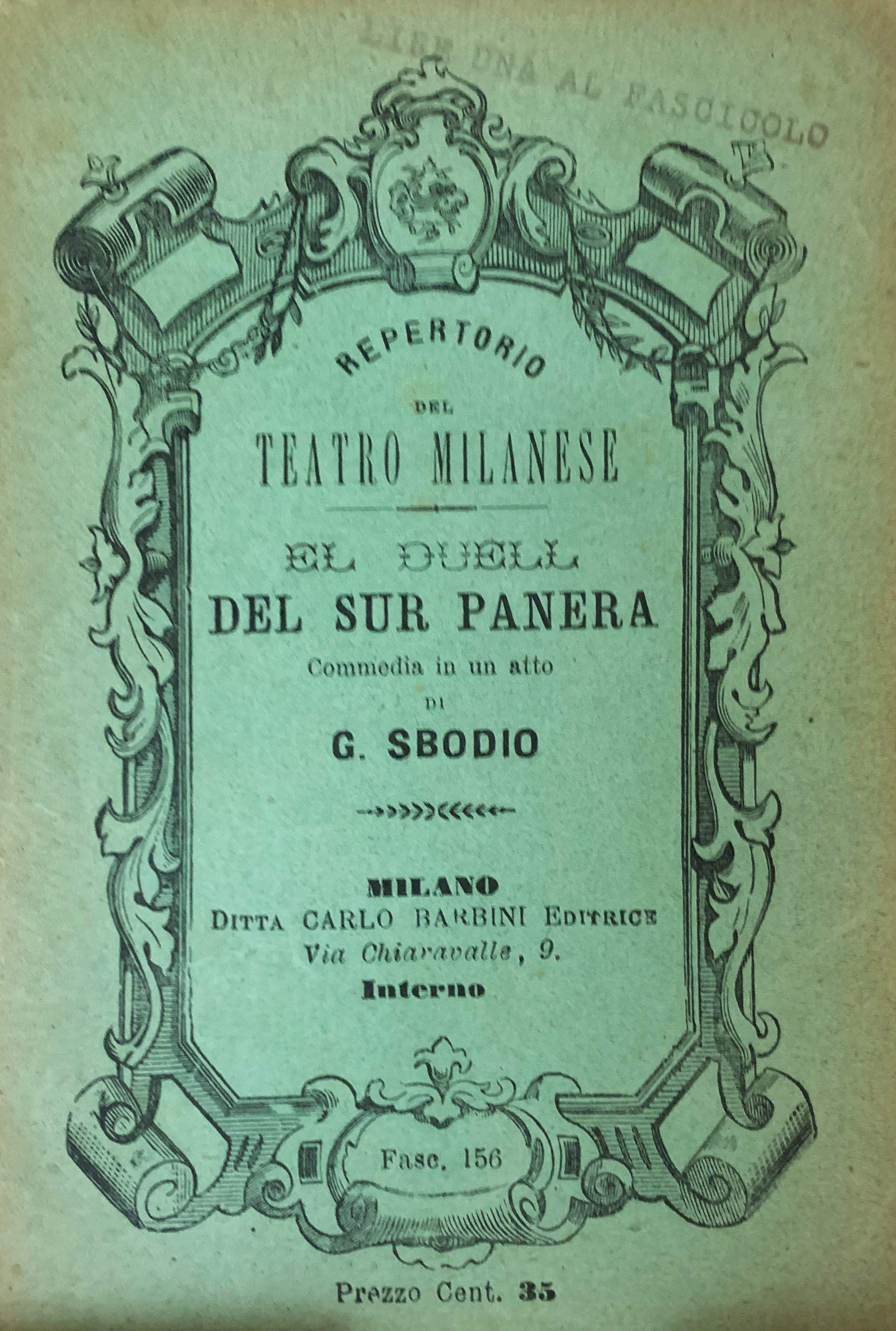 El duell del sur Panera. Commedia in un atto