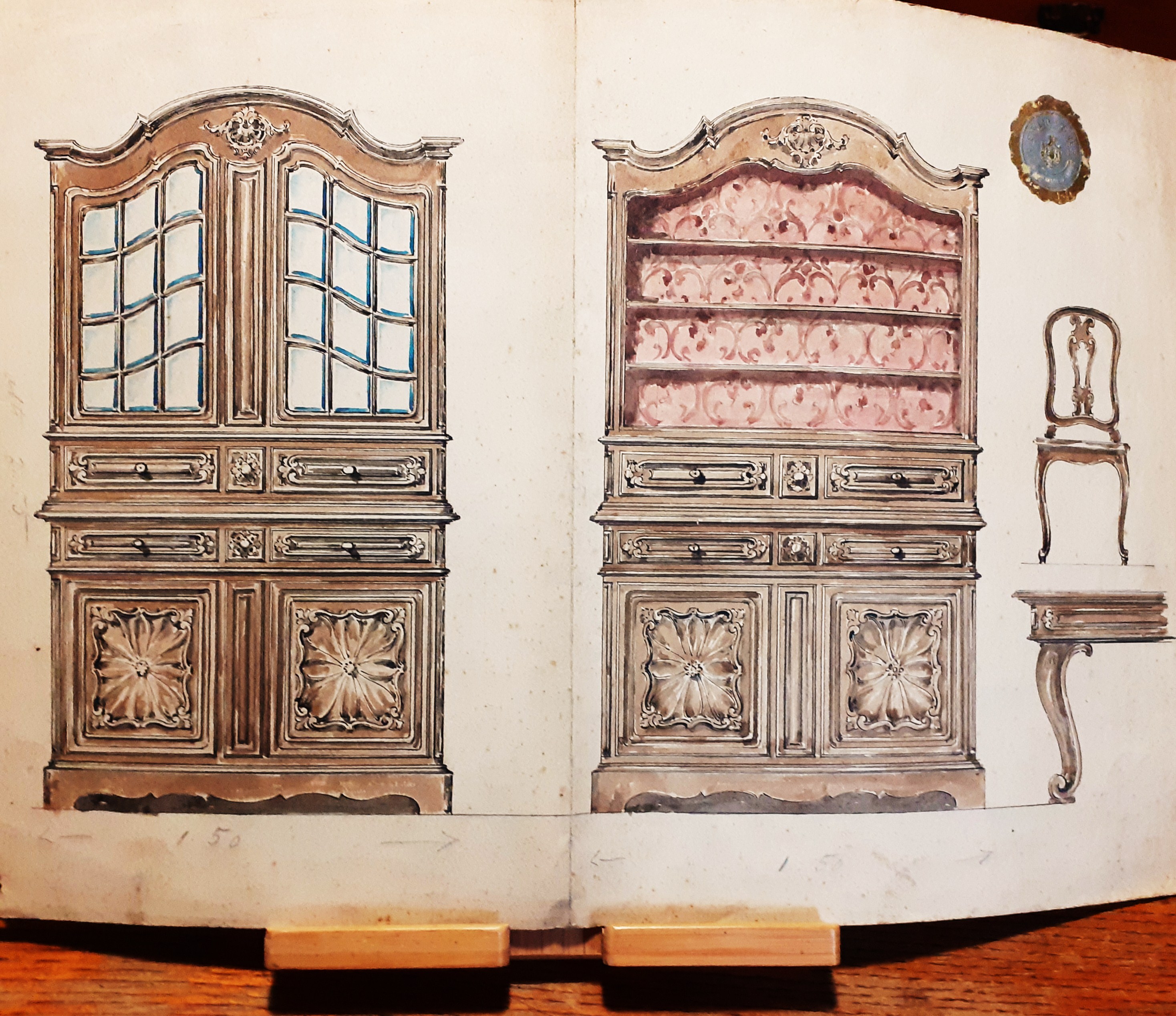 Emilio Treves Mobili d'Arte Torino 1910 disegno originale